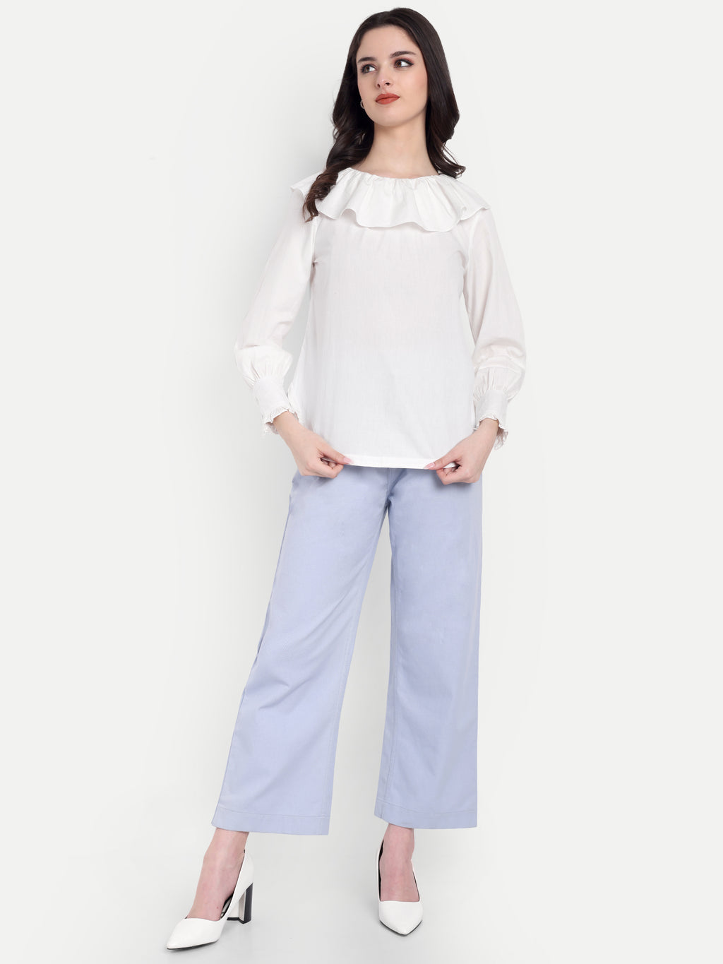 FairLeaf Women's Collar Top – |100% Pure Cotton| Light weight Relaxed  – Stylish Western Wear for Women