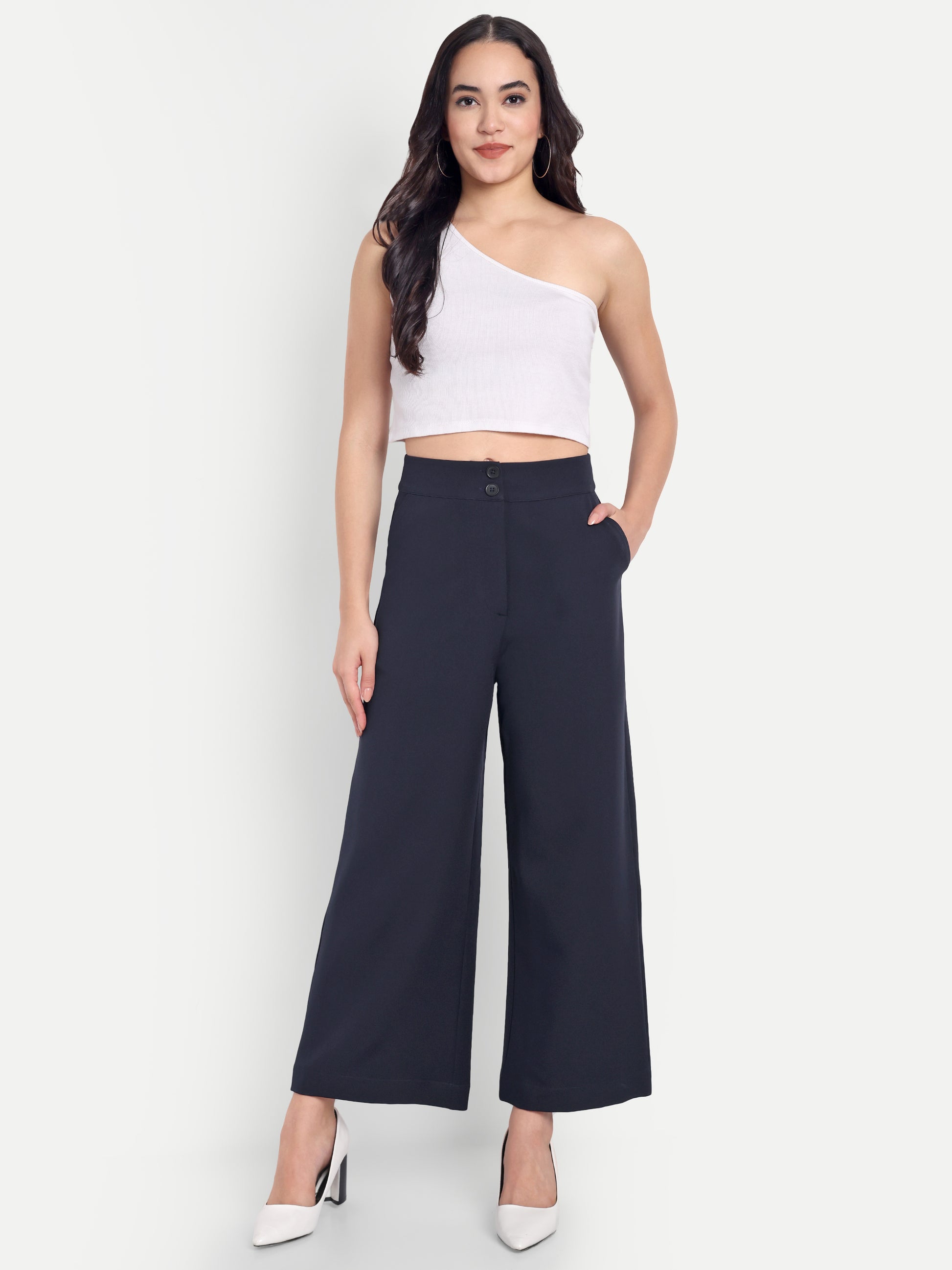 Women's Wide-Leg Trousers – High Waist | Formal & Casual Wear | Comfort Fit