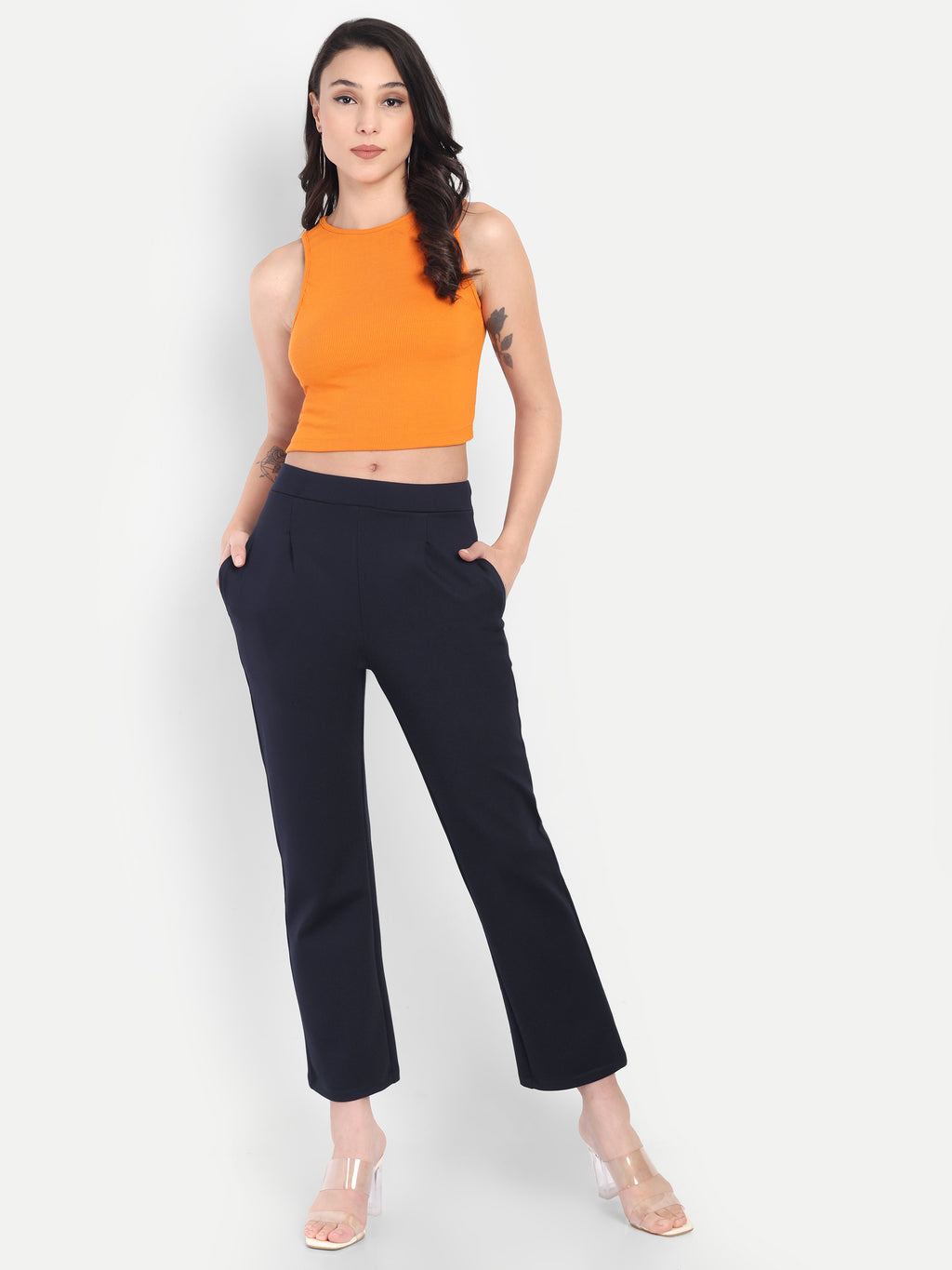 Women's Slim-Fit Cigarette Pants – Mid-Rise | Formal & Casual Wear