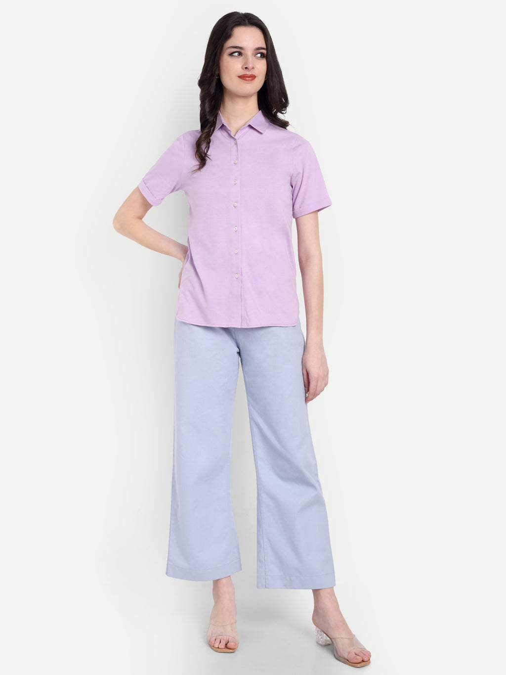 Women's Lavender Casual Shirt – Short Sleeve | Button Down | Lightweight