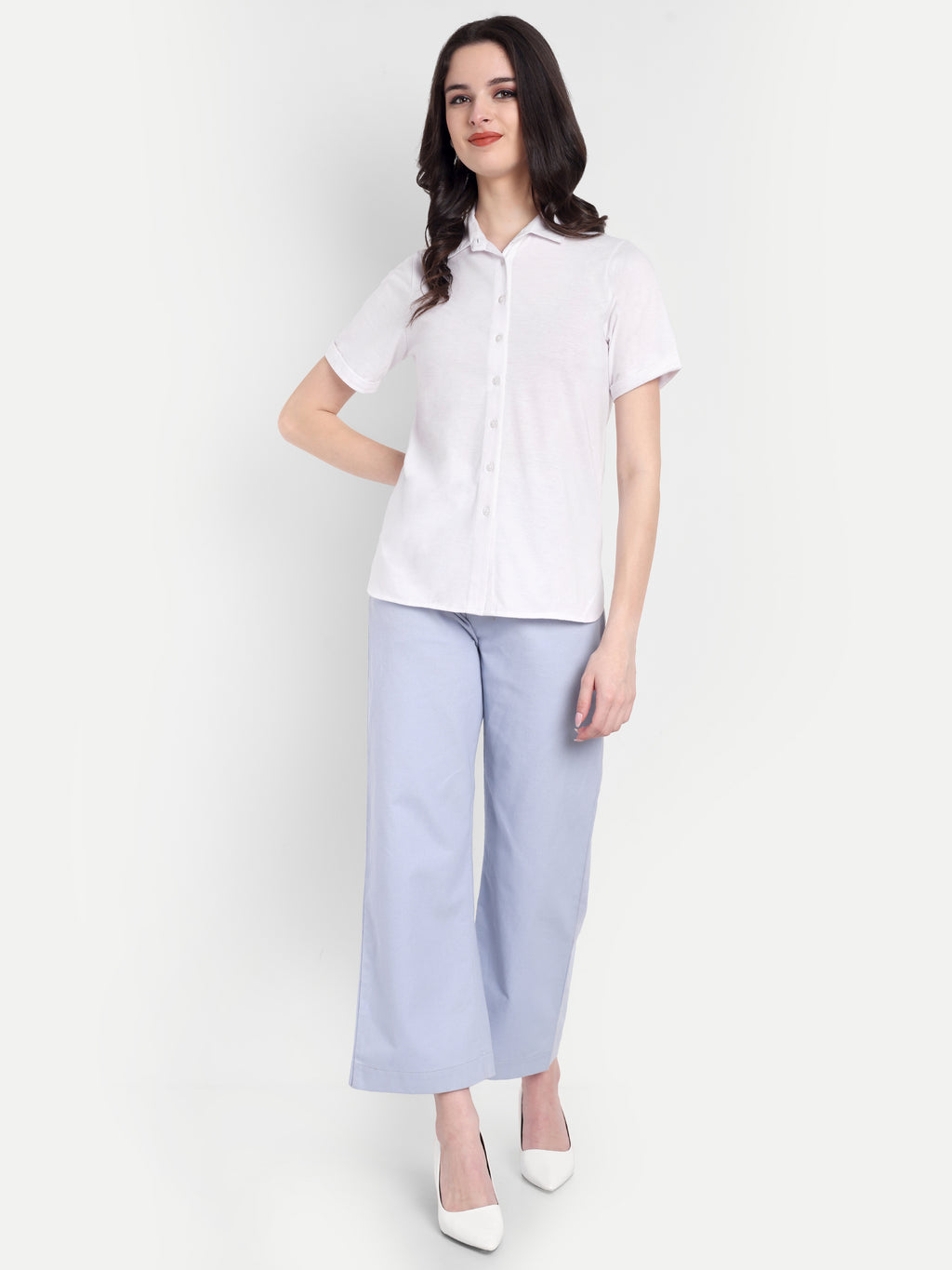 Women's White Casual Shirt – Short Sleeve | Button Down | Lightweight