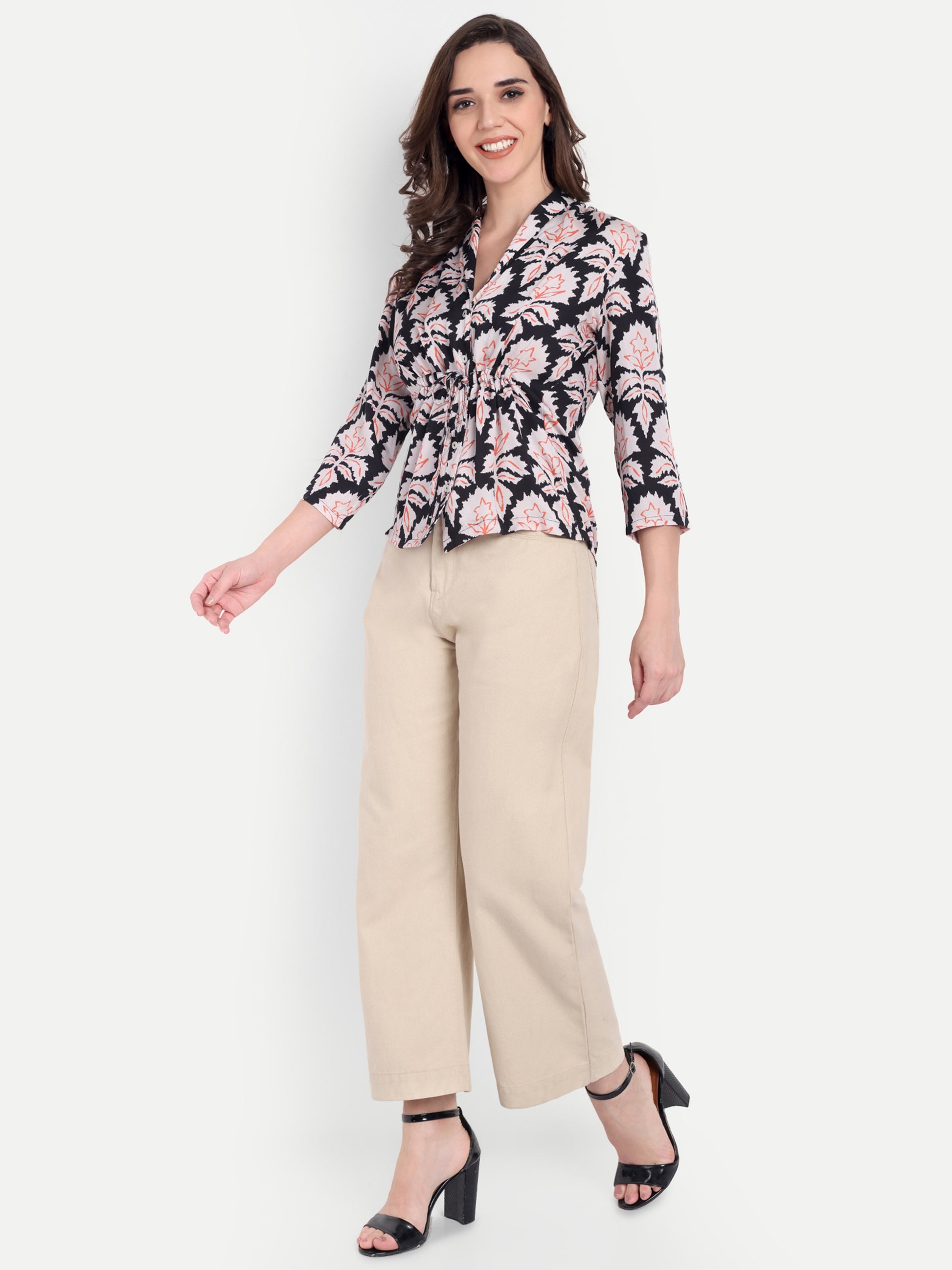 FairLeaf Women's Collar Top with Button – |100% Pure Cotton | Light weight Relaxed Fit – Stylish Casual Summer Western Wear