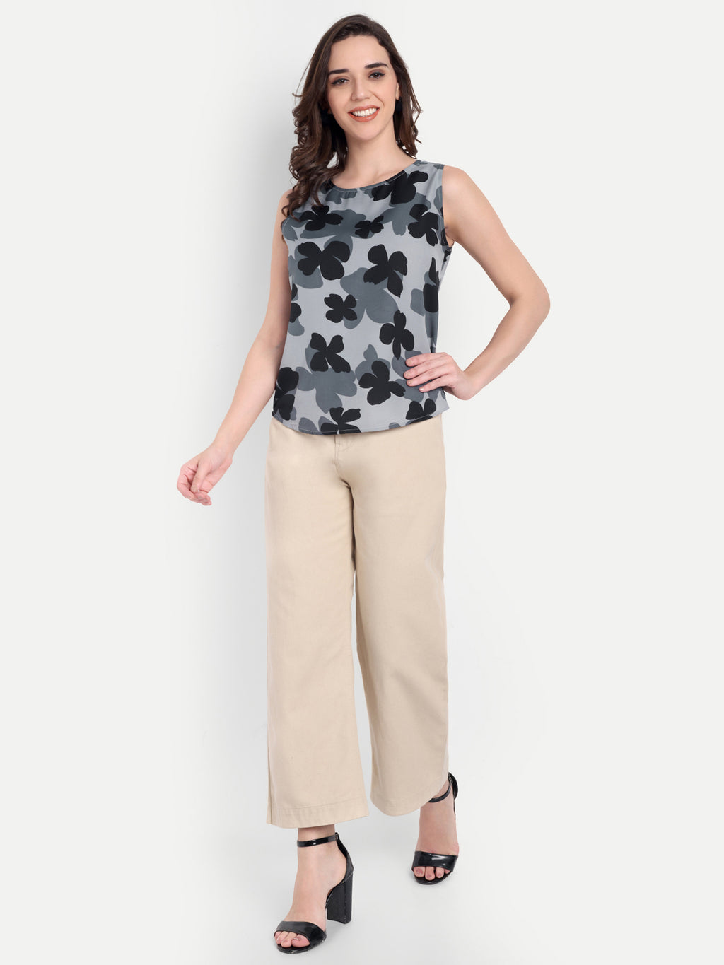 Women's Sleeveless Top |  Elegant Round Neck for Casual & Office Wear