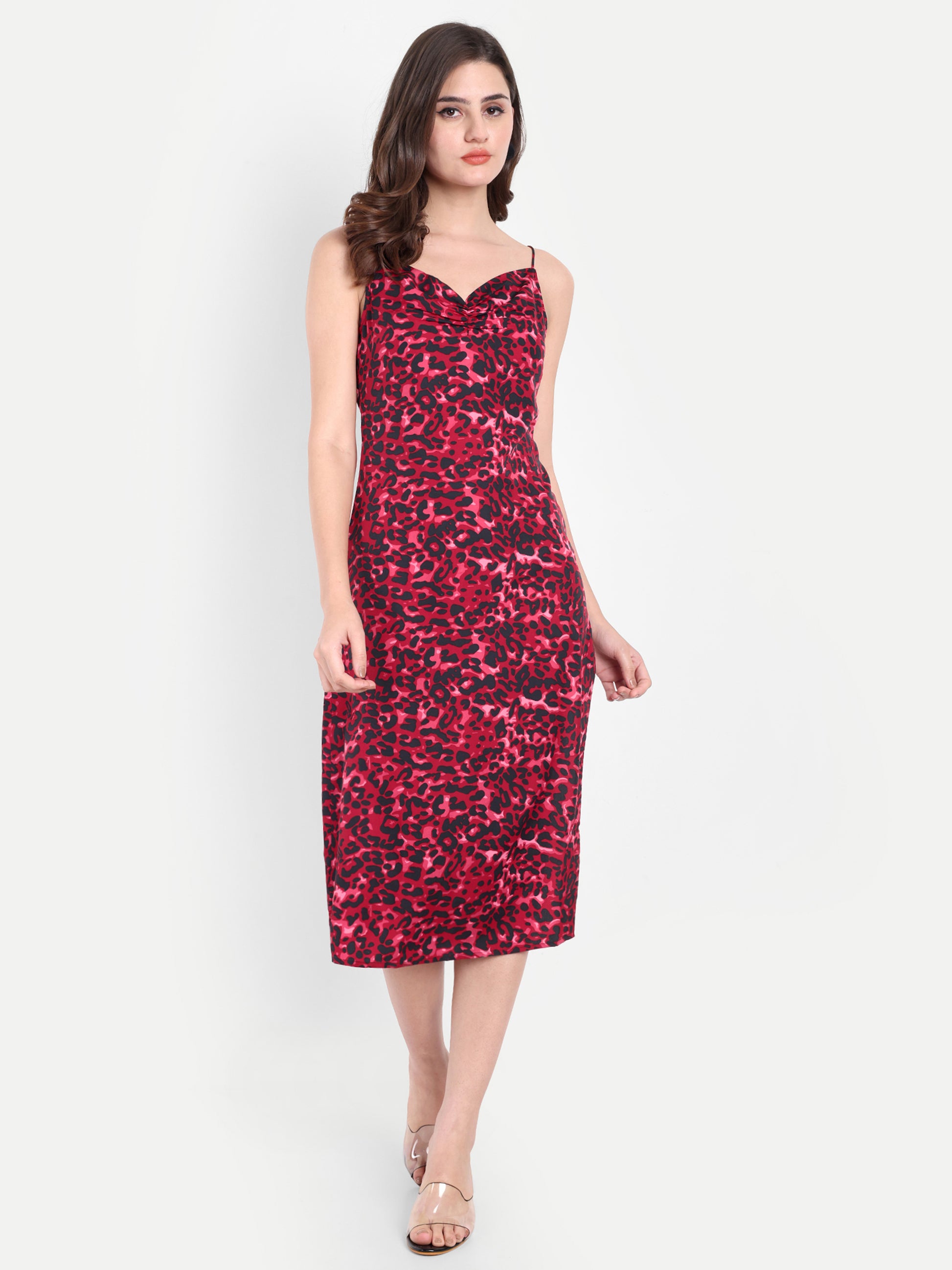 Women's Red Sleeted Dress | Long Sleeveless