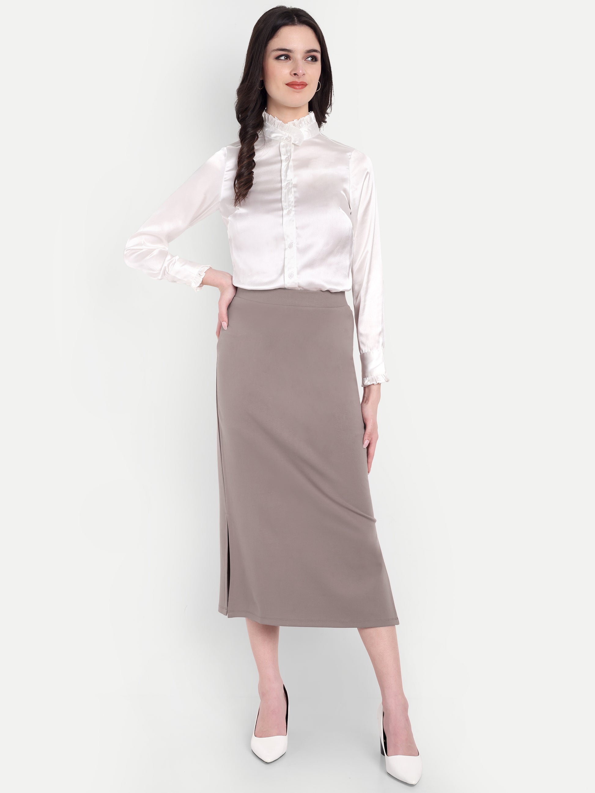Women's  Midi Pencil Skirt with Side Slit – High Waist | Elegant  Party Wear