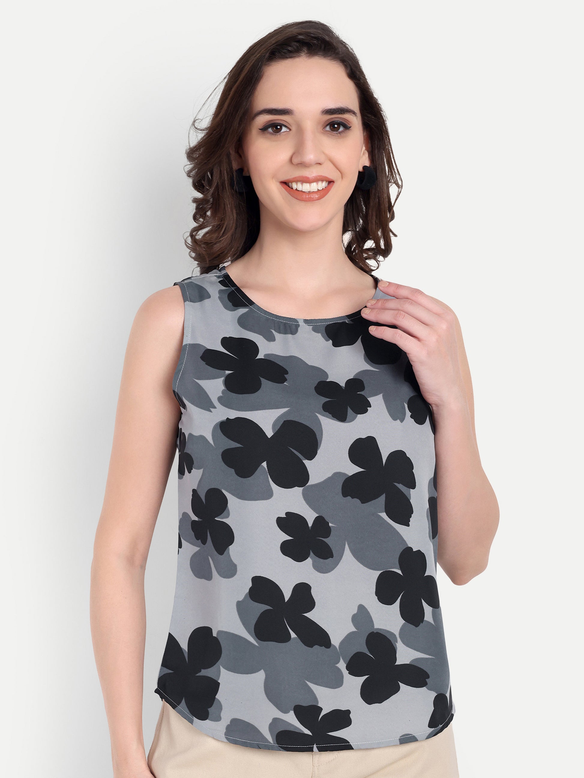 Women's Sleeveless Top |  Elegant Round Neck for Casual & Office Wear