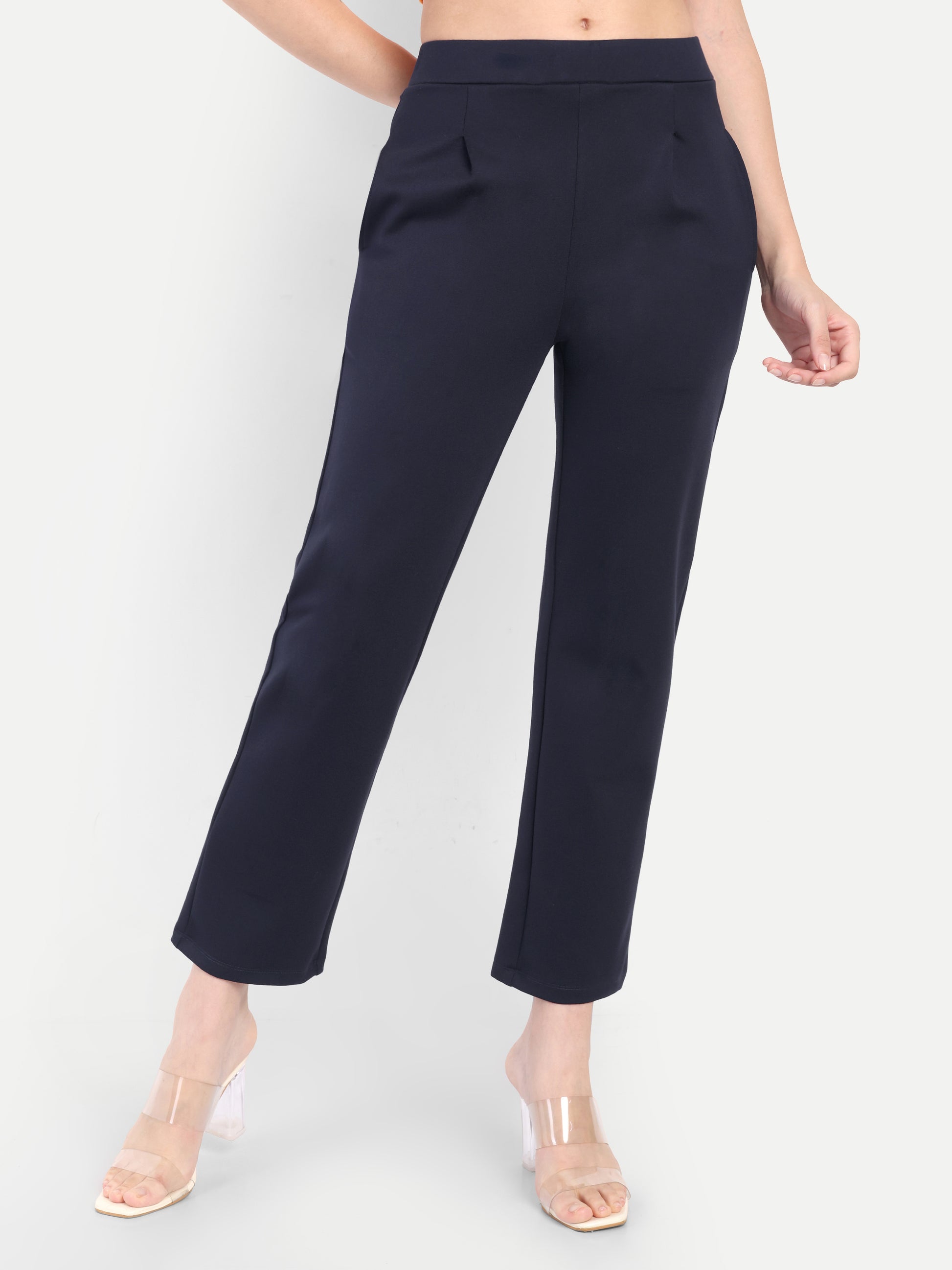 Women's Slim-Fit Cigarette Pants – Mid-Rise | Formal & Casual Wear
