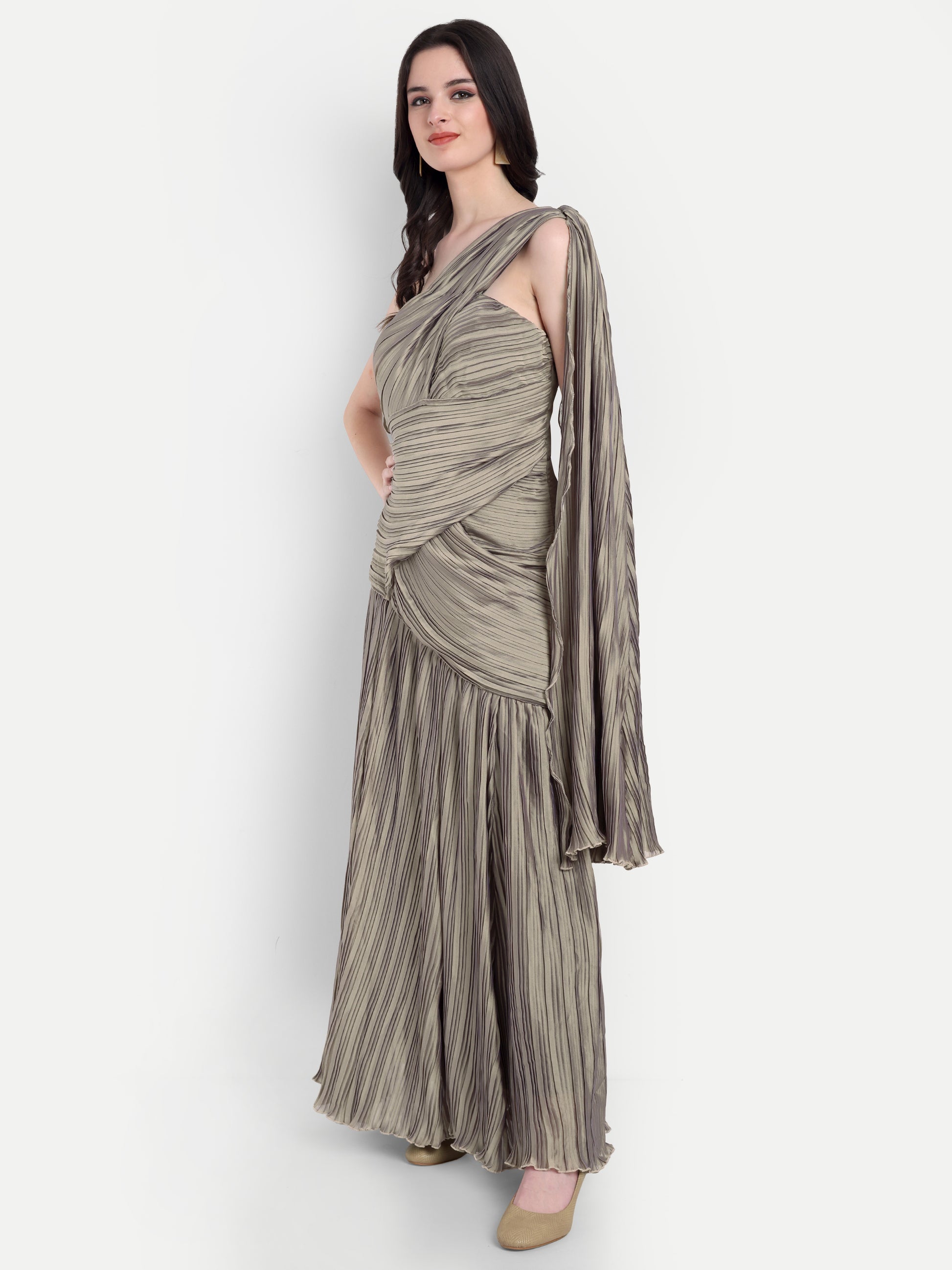 Women's One-Shoulder Grey Maxi Dress | Elegant Party & Casual Wear