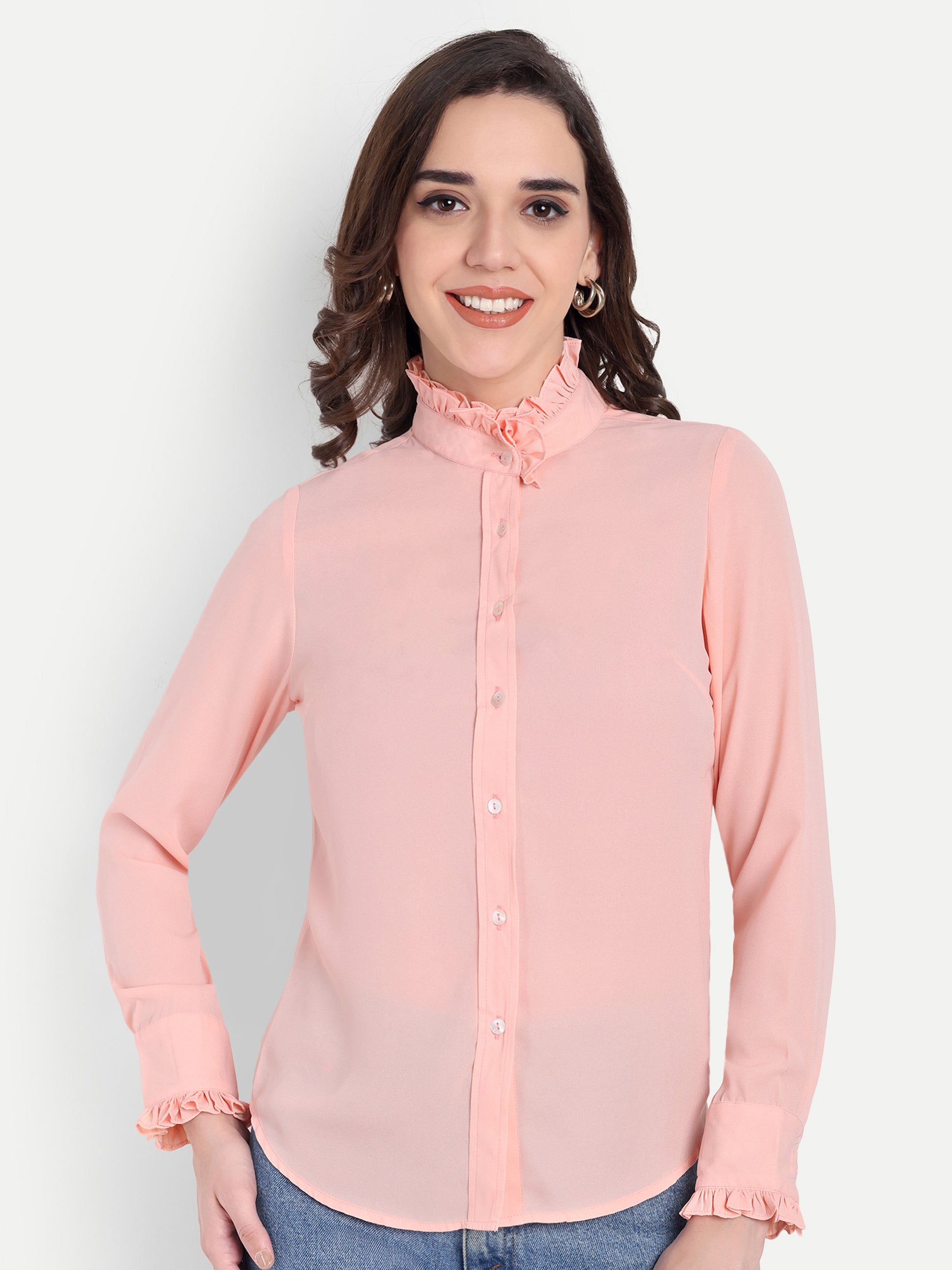 Women's Punk Ruffle Collar Shirt | Elegant Formal & Casual Top with Long Sleeves
