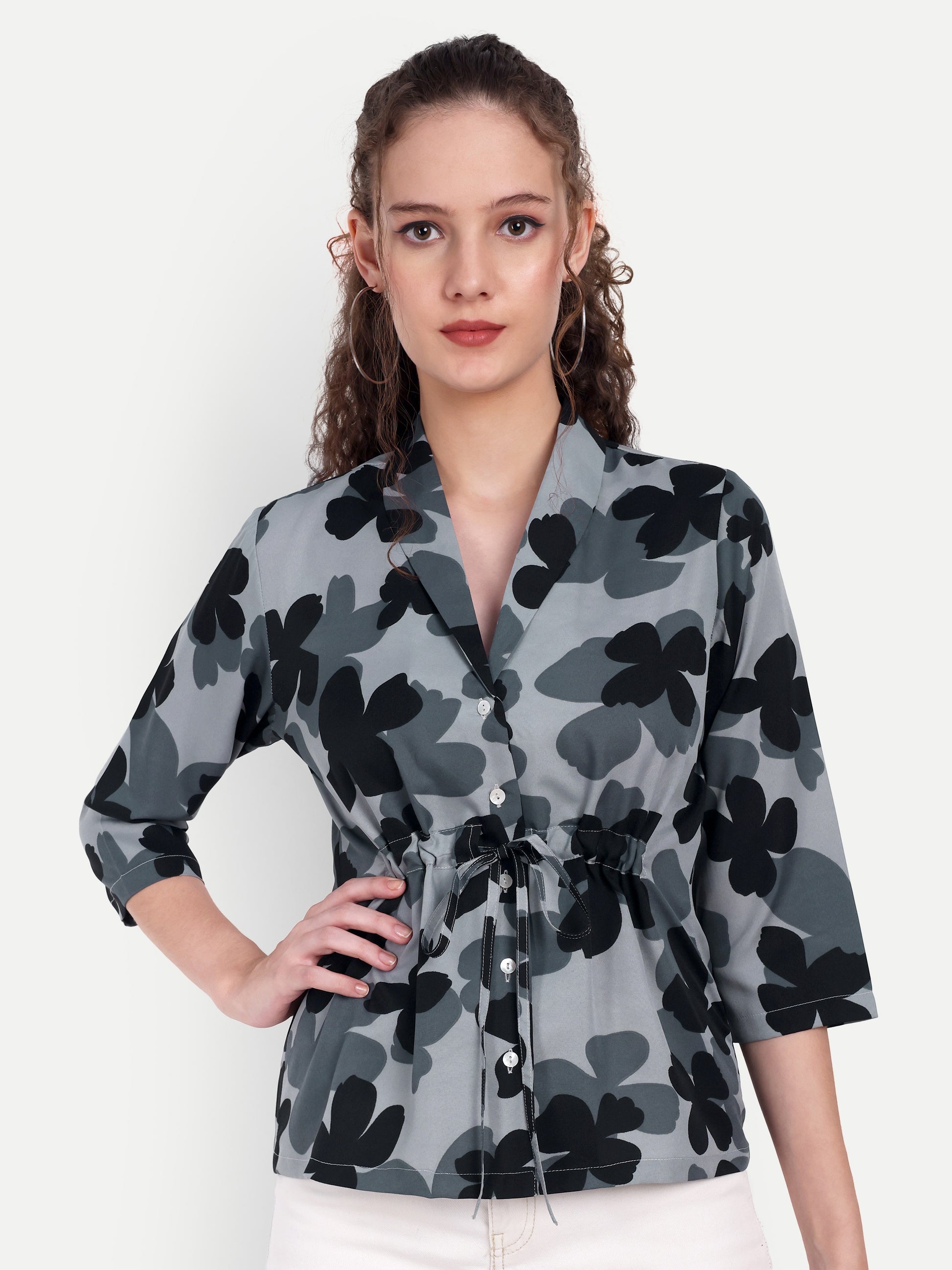 FairLeaf Women's Collar Top with Button – |100% Pure Cotton|Lightweight Relaxed Fit Floral Print – Stylish Casual Summer Western Wear for Women