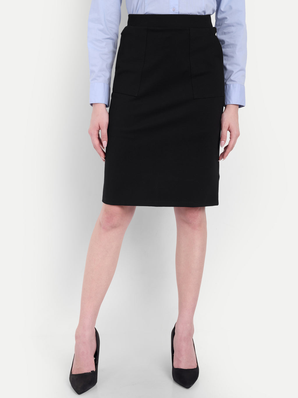 Women's Black High-Waist Pencil Skirt – Taupe | Slim Fit | Office & Casual Wear