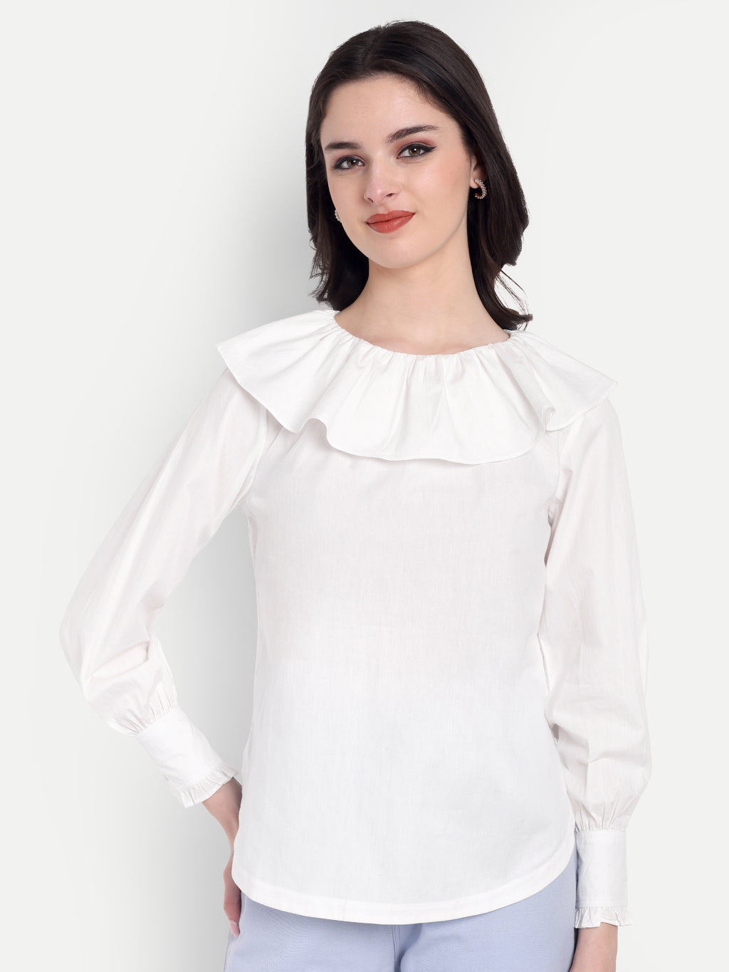 FairLeaf Women's Collar Top – |100% Pure Cotton| Light weight Relaxed  – Stylish Western Wear for Women