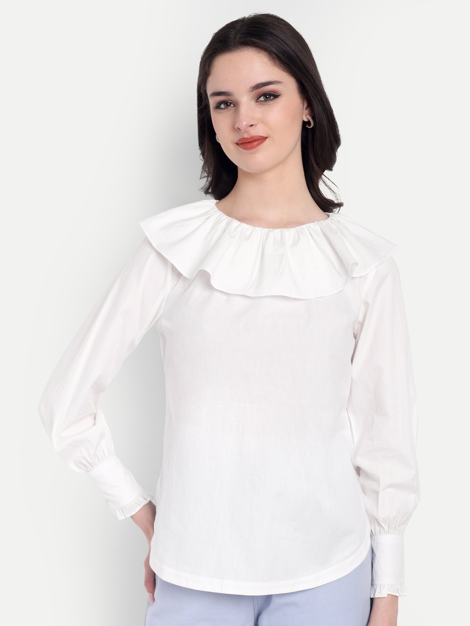 FairLeaf Women's Collar Top – |100% Pure Cotton| Light weight Relaxed  – Stylish Western Wear for Women