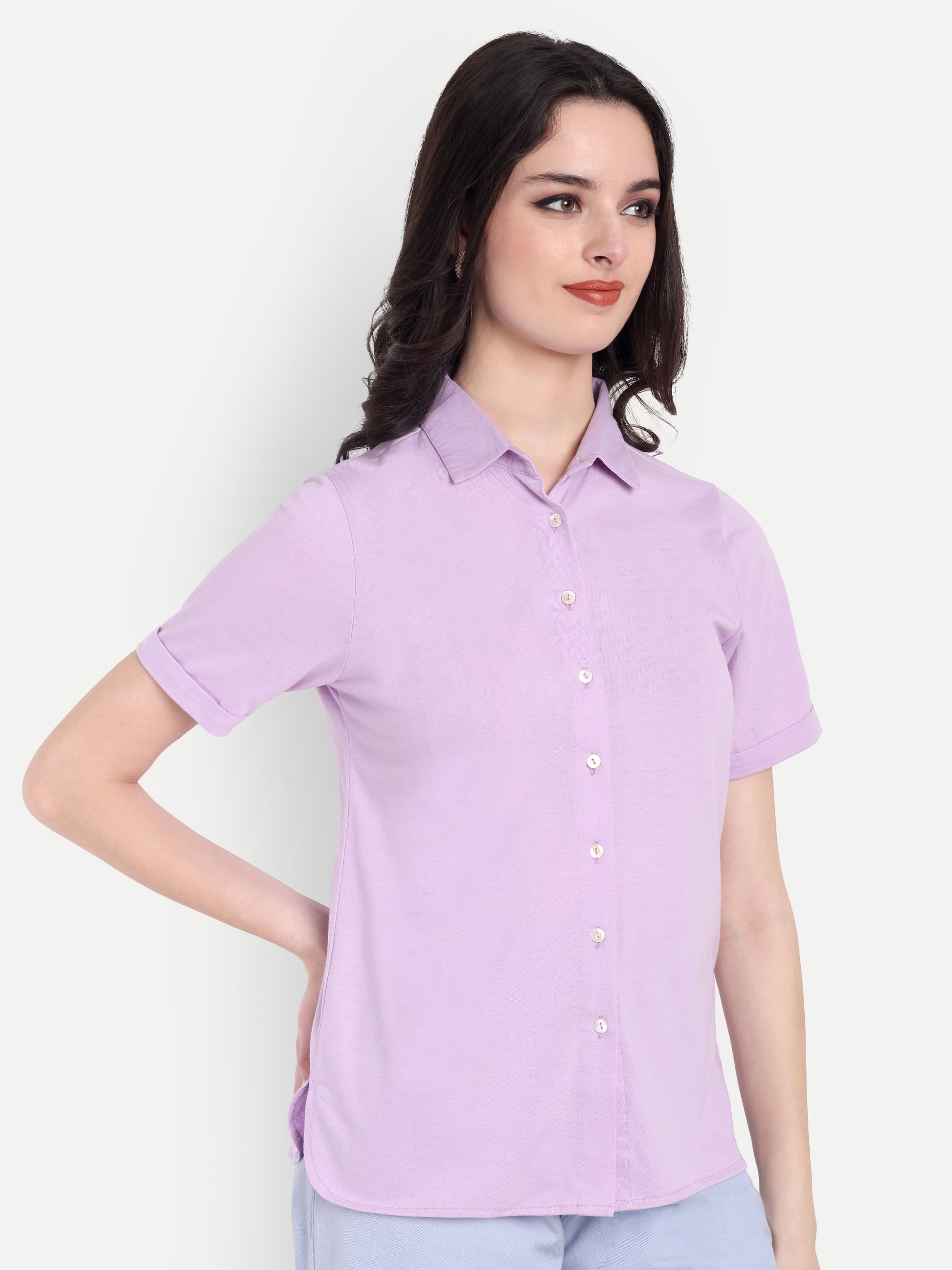 Women's Lavender Casual Shirt – Short Sleeve | Button Down | Lightweight