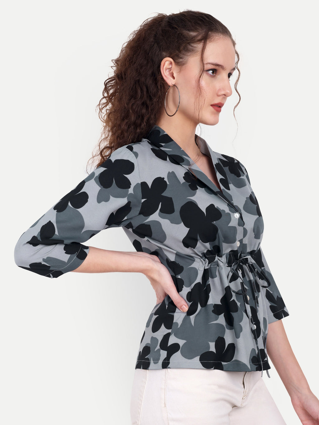 FairLeaf Women's Collar Top with Button – |100% Pure Cotton|Lightweight Relaxed Fit Floral Print – Stylish Casual Summer Western Wear for Women