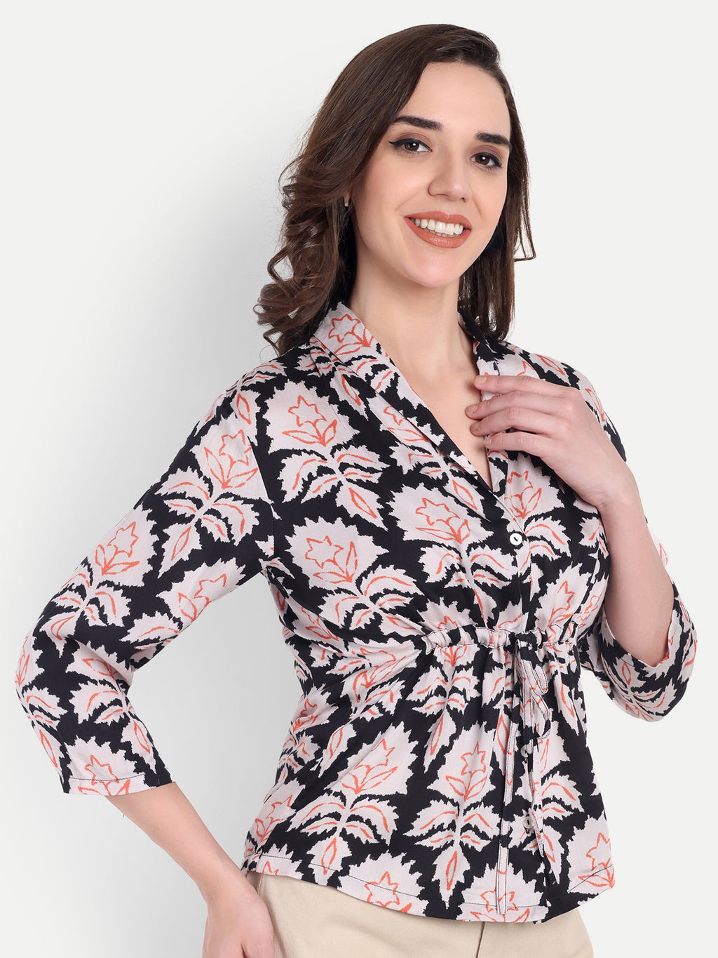 FairLeaf Women's Collar Top with Button – |100% Pure Cotton | Light weight Relaxed Fit – Stylish Casual Summer Western Wear