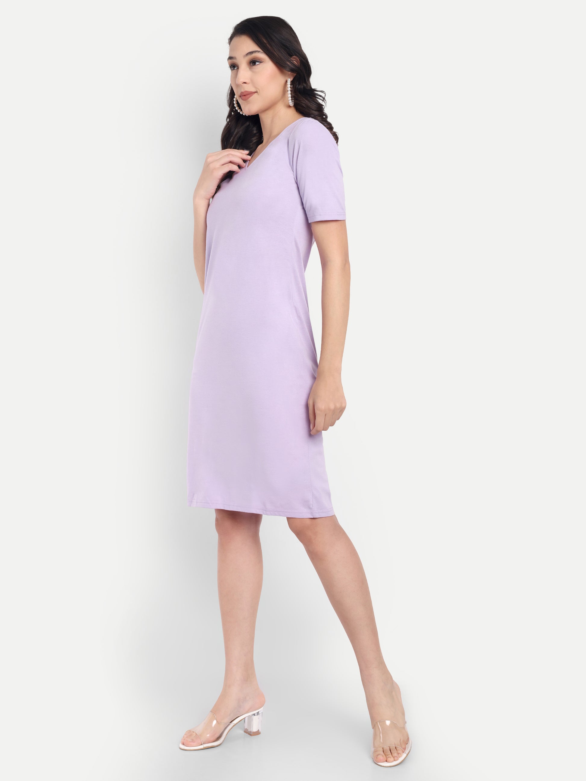 Women's Bodycon Midi Dress | V-Neck | Half Sleeve | Casual & Office Wear