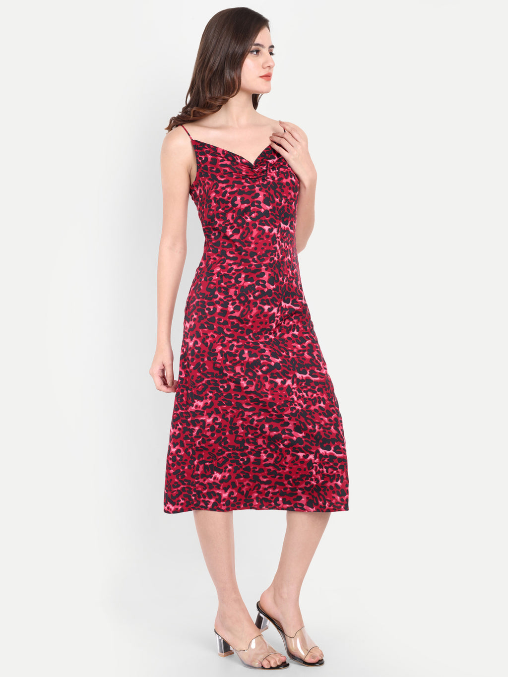 Women's Red Sleeted Dress | Long Sleeveless