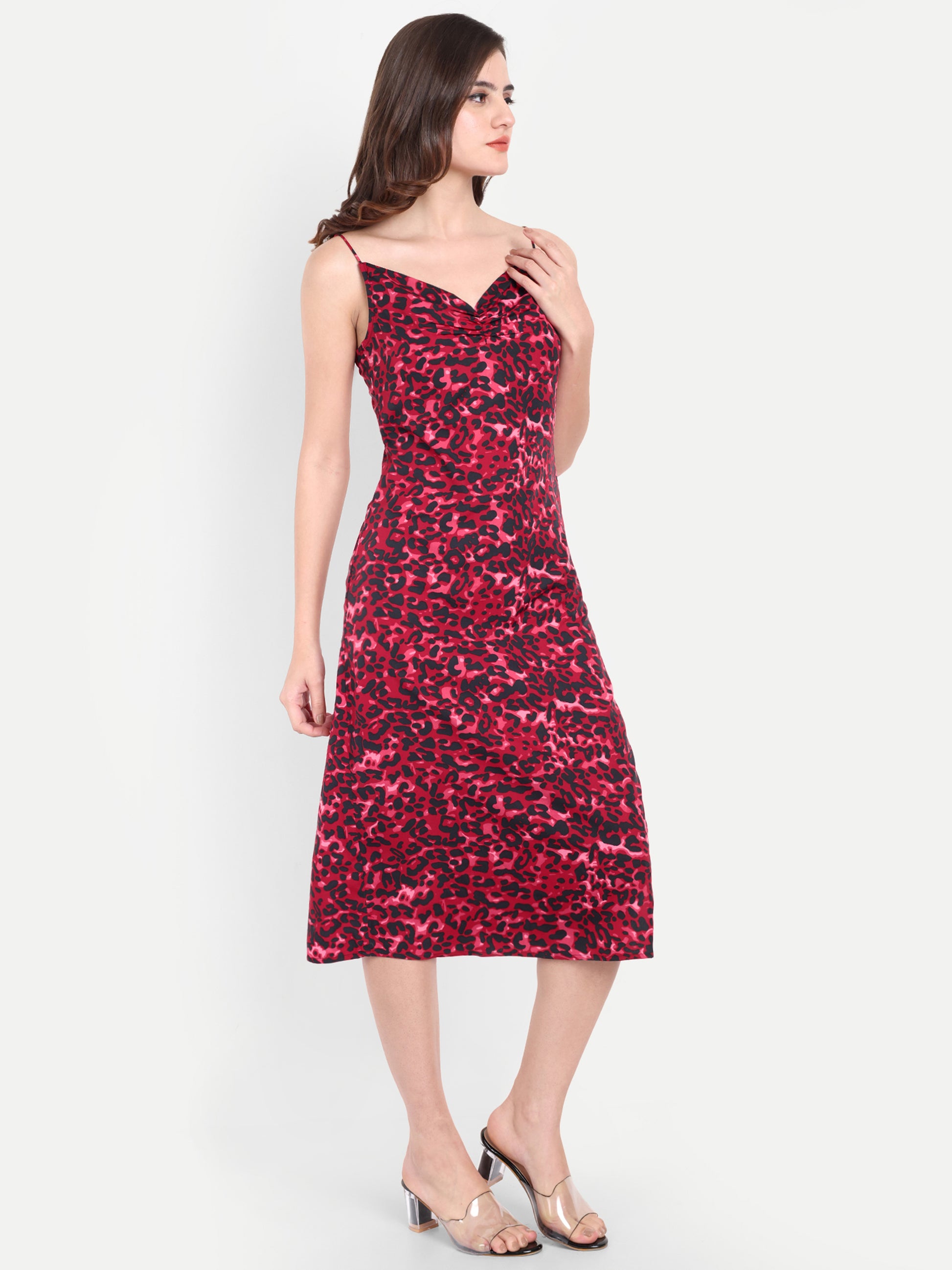 Women's Red Sleeted Dress | Long Sleeveless