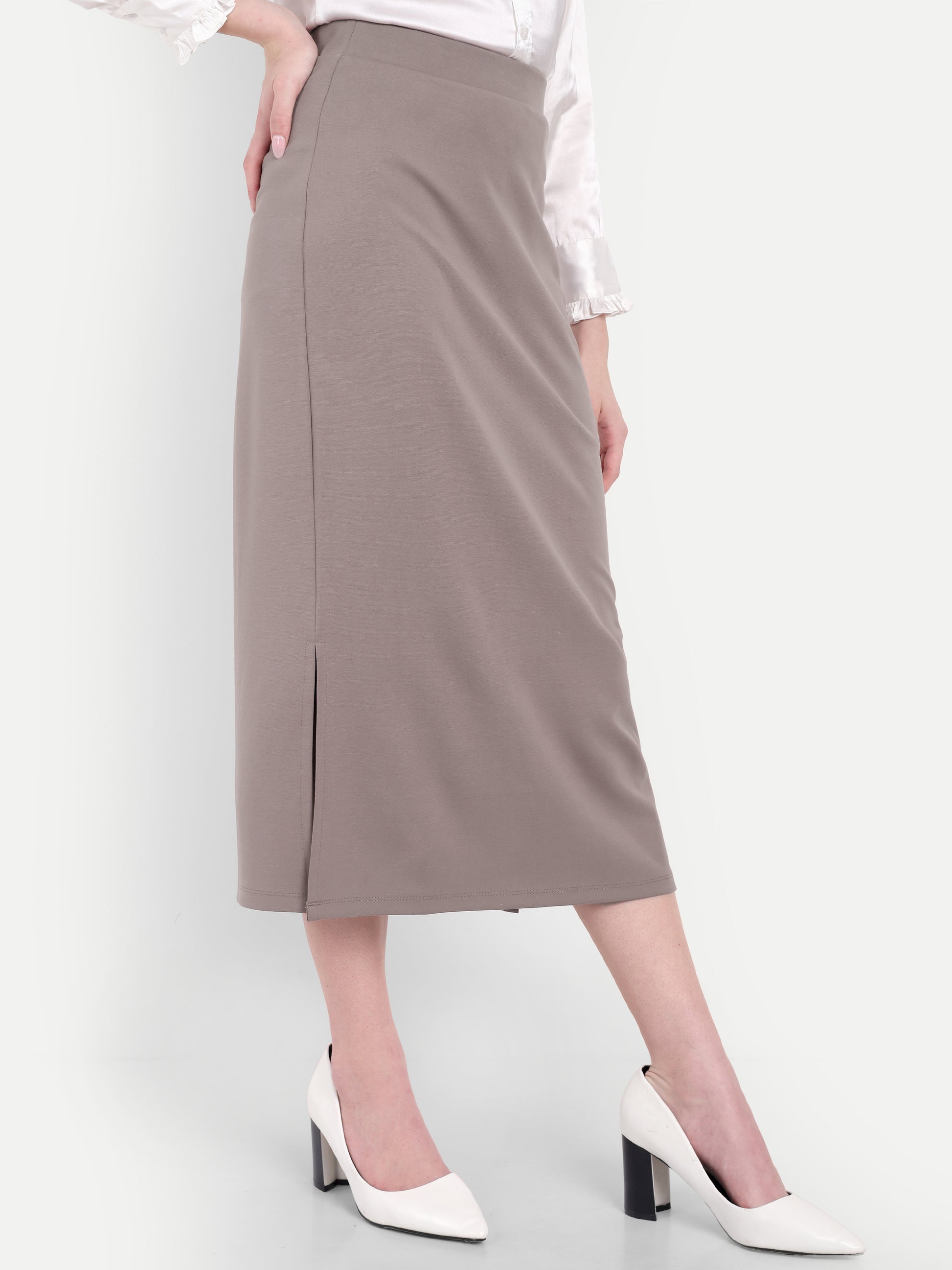 Women's  Midi Pencil Skirt with Side Slit – High Waist | Elegant  Party Wear