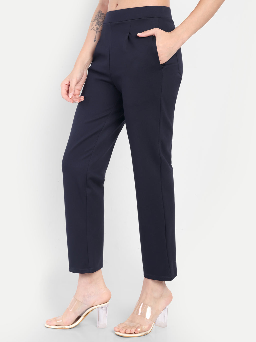 Women's Slim-Fit Cigarette Pants – Mid-Rise | Formal & Casual Wear