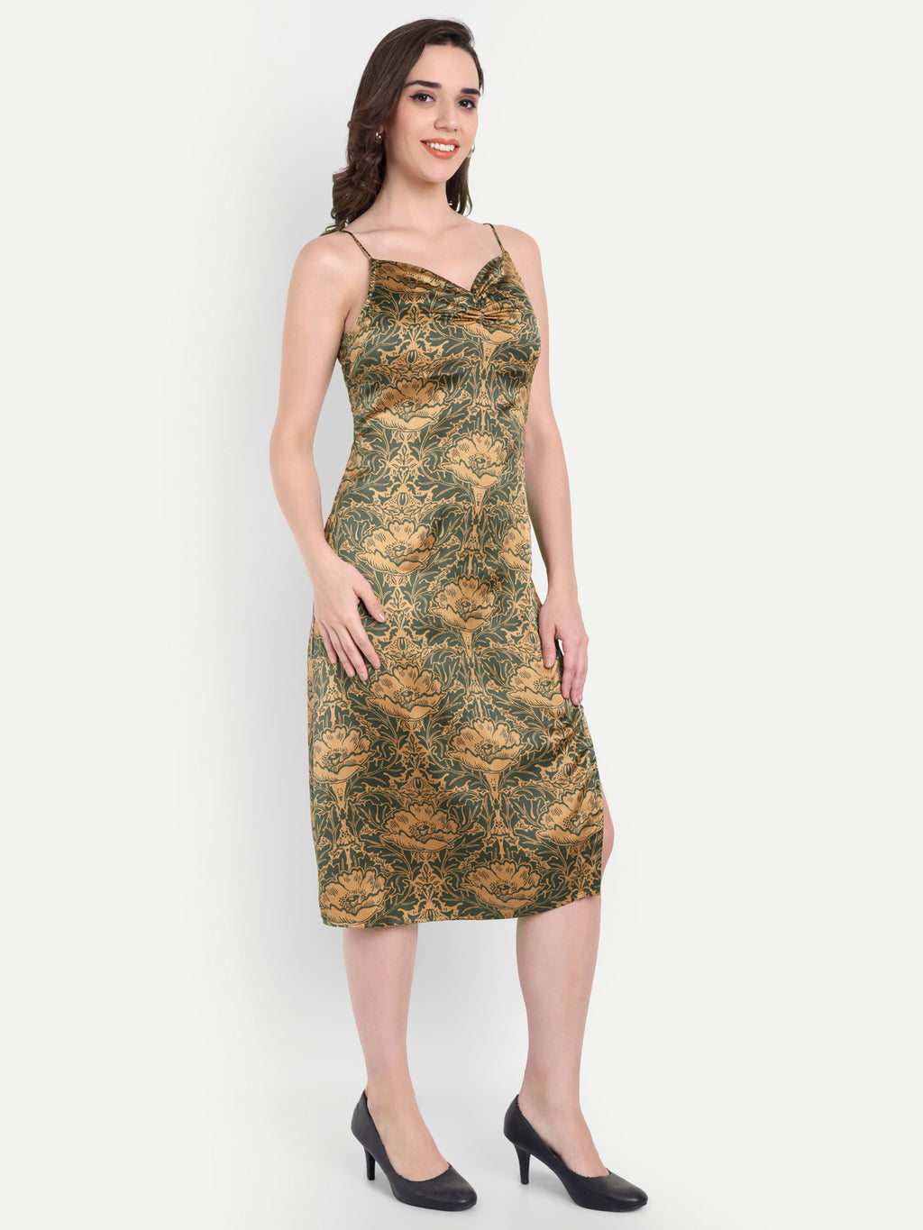 Women's Golden Sleeted Dress | Long Sleeveless |