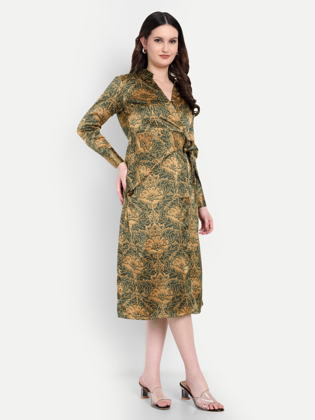 Women's  Midi Dress | Long Sleeve | Belt Tie Waist