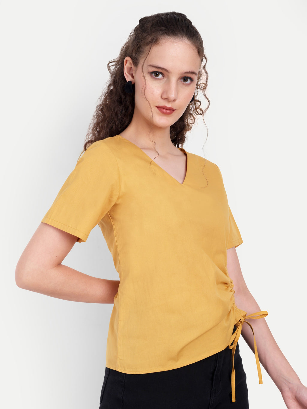 FairLeaf Women's V-Neck Short Sleeve Lightweight Relaxed Fit with Abstract Paisley Print – Stylish Casual Summer Western Wear for Women