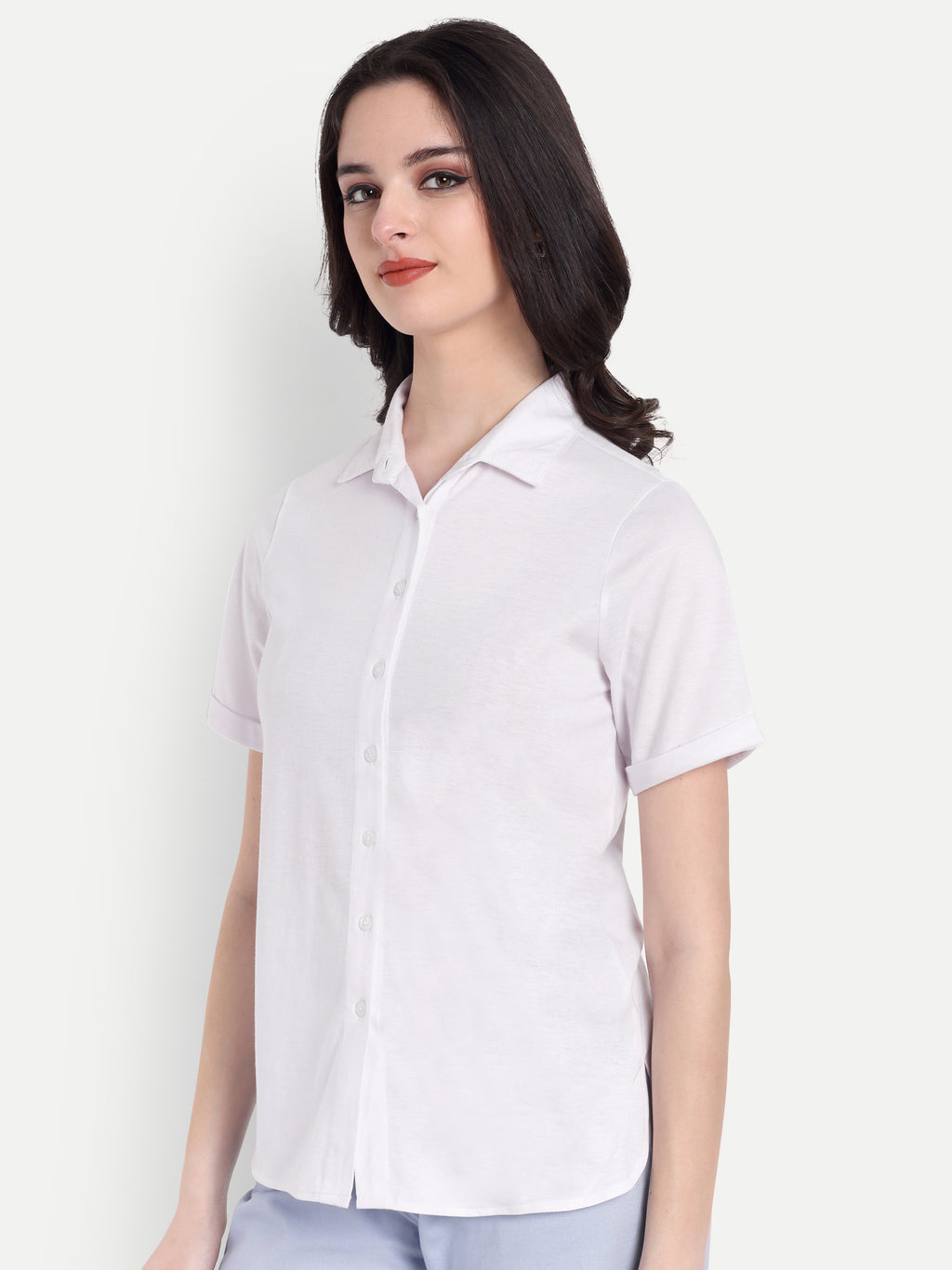 Women's White Casual Shirt – Short Sleeve | Button Down | Lightweight