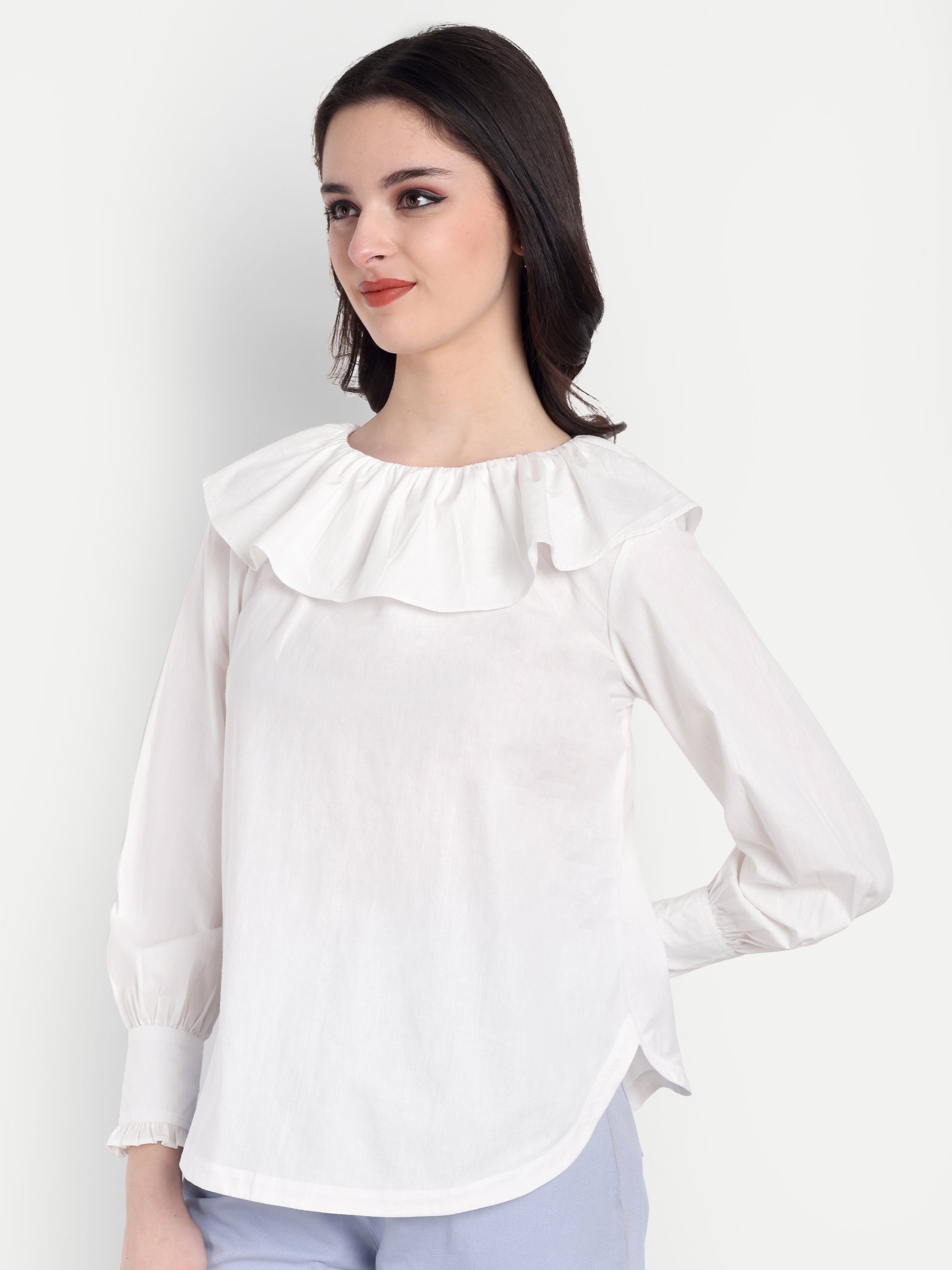 FairLeaf Women's Collar Top – |100% Pure Cotton| Light weight Relaxed  – Stylish Western Wear for Women