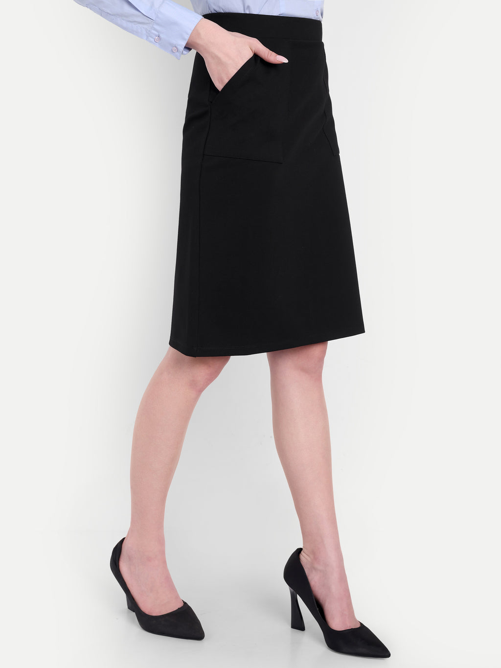 Women's Black High-Waist Pencil Skirt – Taupe | Slim Fit | Office & Casual Wear
