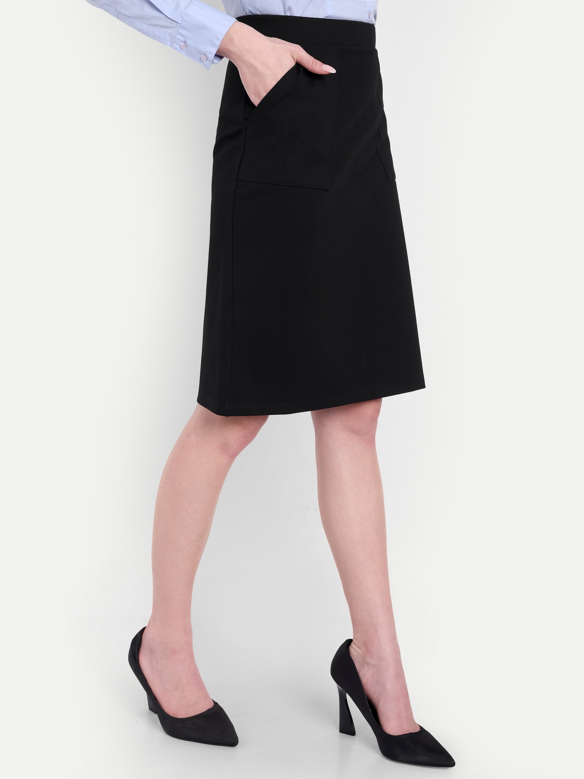 Women's Black High-Waist Pencil Skirt – Taupe | Slim Fit | Office & Casual Wear