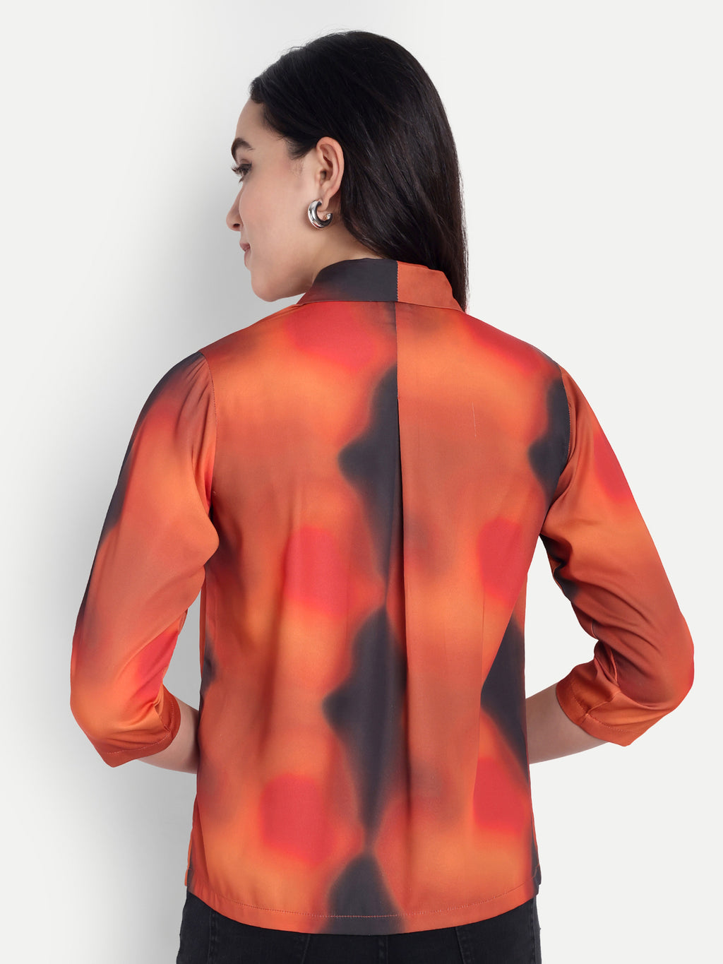 FairLeaf Women's Red Collar Top with Button – |100% Pure Cotton| Lightweight Relaxed Fit Floral Print