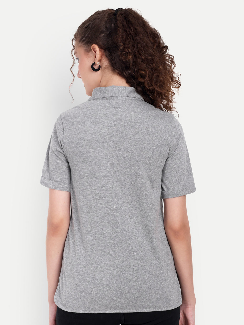 Women's Grey Casual Shirt – Short Sleeve | Button Down | Lightweight