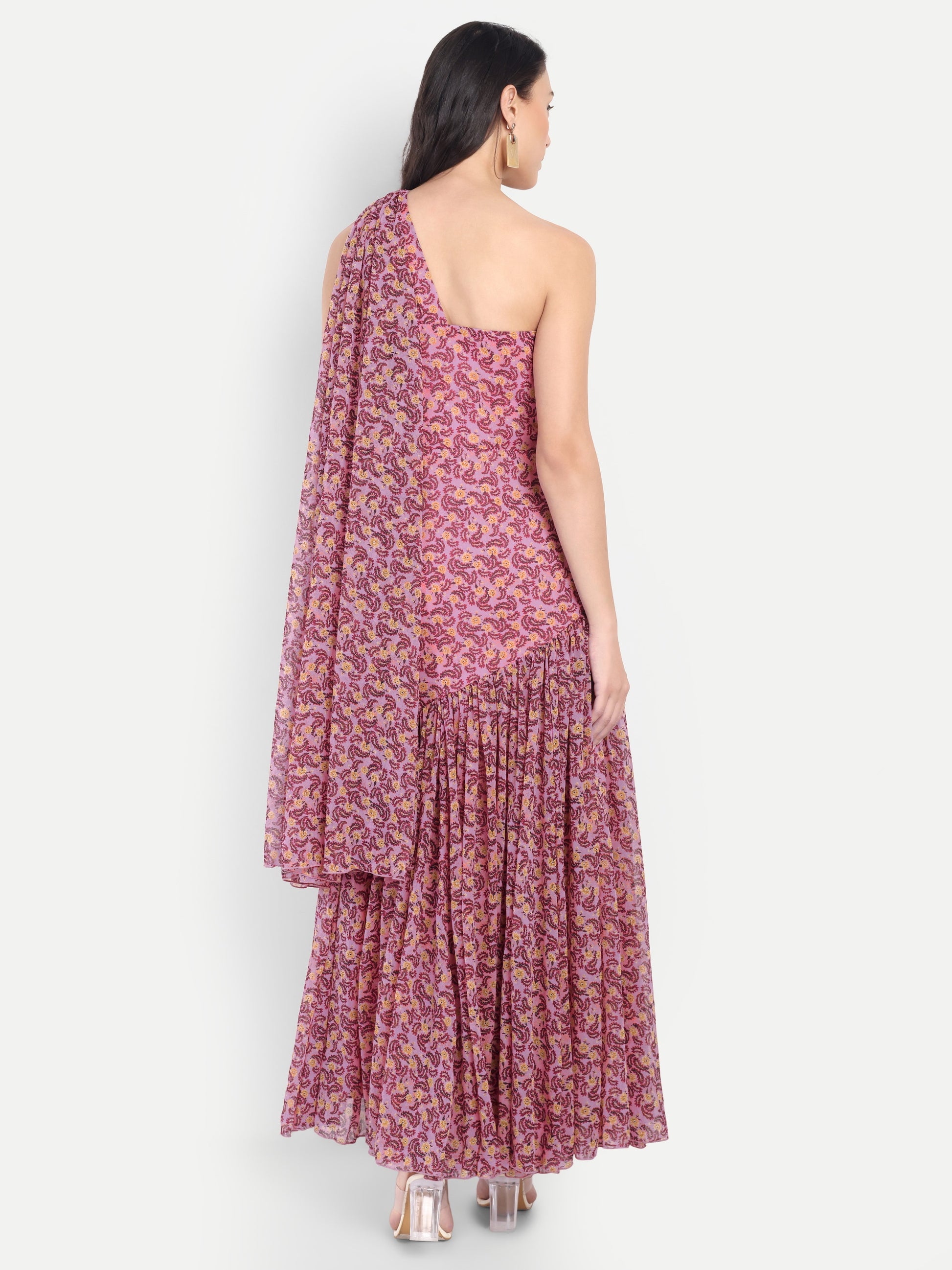 Women's One-Shoulder Floral Printed Maxi Dress | Elegant Party & Casual Wear