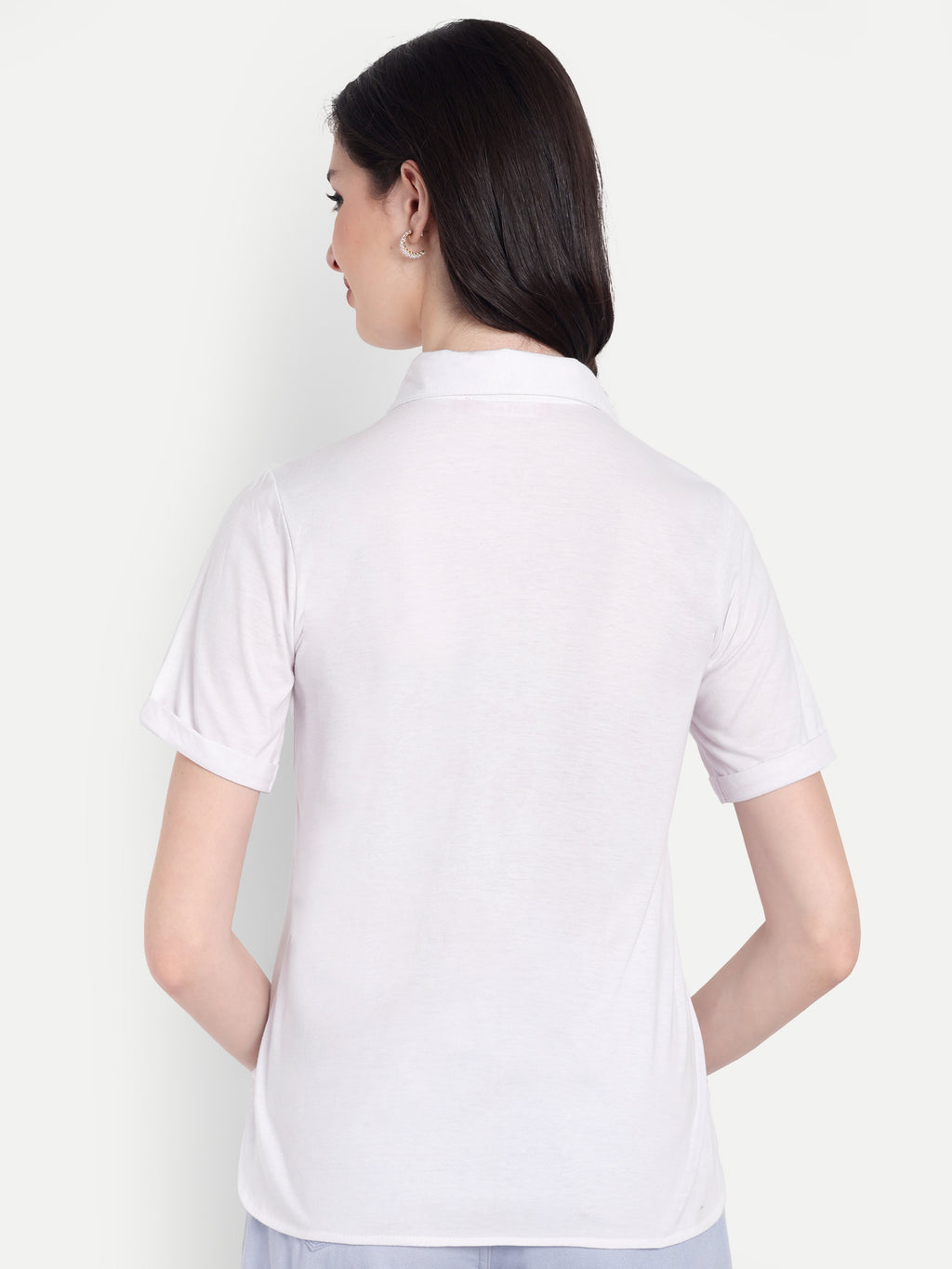 Women's White Casual Shirt – Short Sleeve | Button Down | Lightweight
