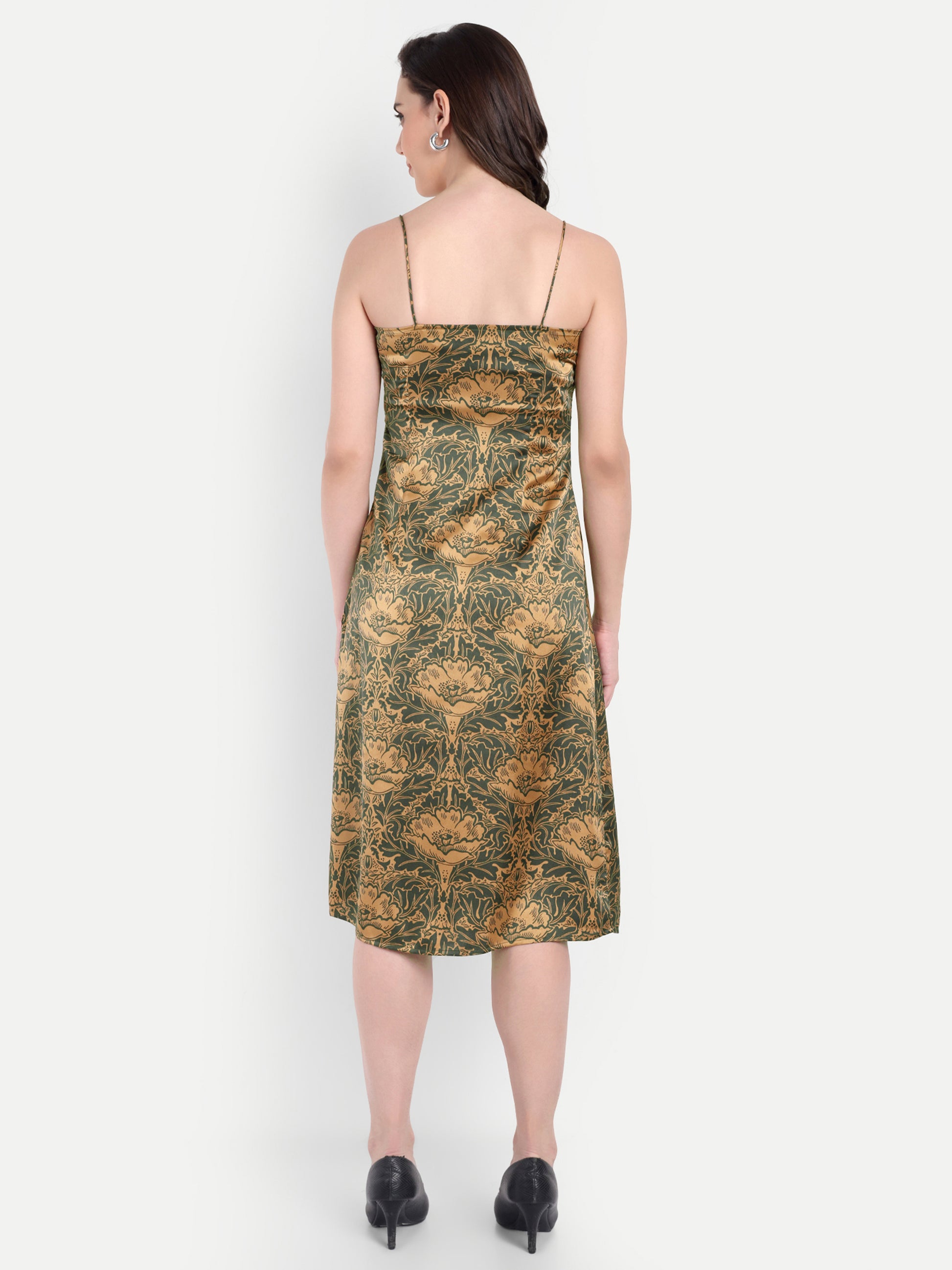 Women's Golden Sleeted Dress | Long Sleeveless |