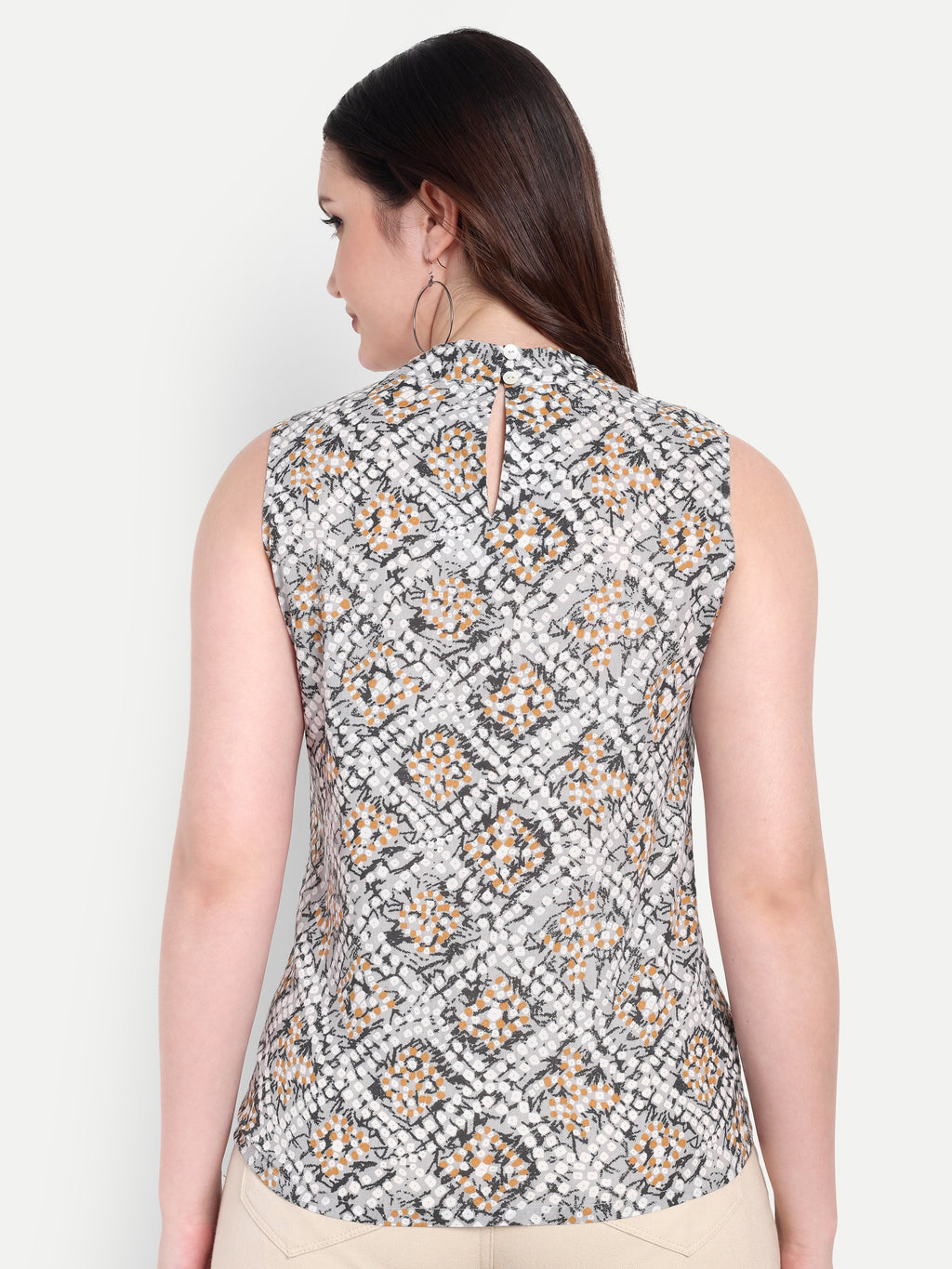 Women's Printed Sleeveless Top | High Neck | Lightweight & Stylish Summer Wear