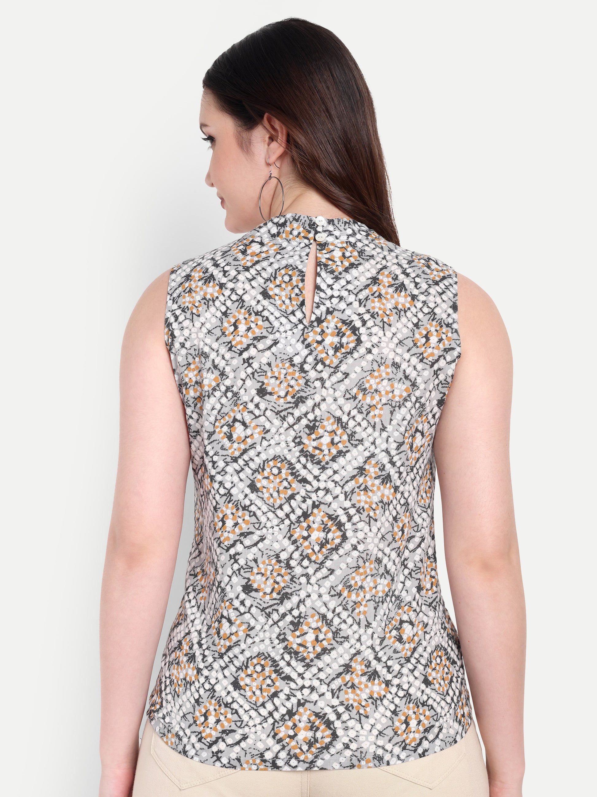 Women's Printed Sleeveless Top | High Neck | Lightweight & Stylish Summer Wear