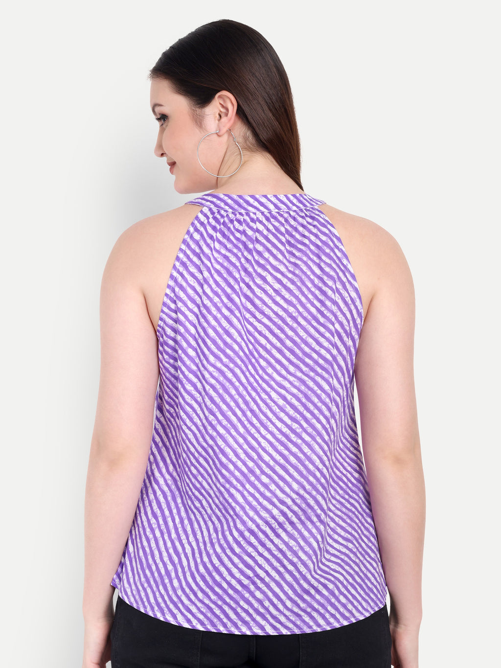 FairLeaf Women's Halter Neck Floral Print Top with Button-Down High Neckline| Sleeveless Elegant Summer Tunic for Casual, & Office Wear| Stylish Dress for Women