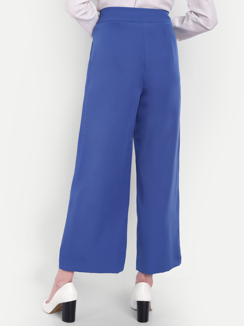Women's Light Blue Wide-Leg Trousers – High Waist | Formal & Casual Wear | Comfort Fit