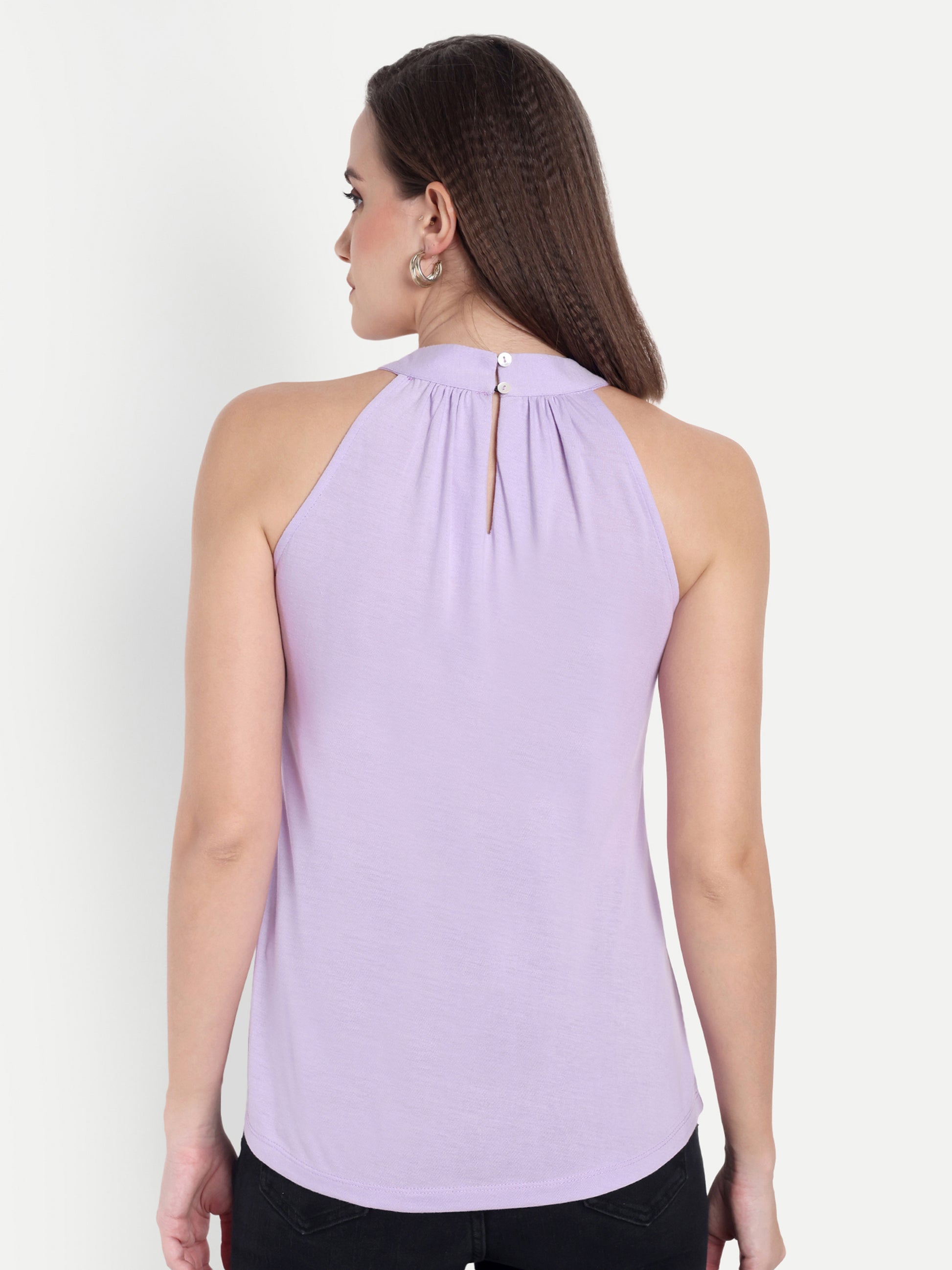 Women's Violet Halter Neck Sleeveless Top | Casual & Party Wear