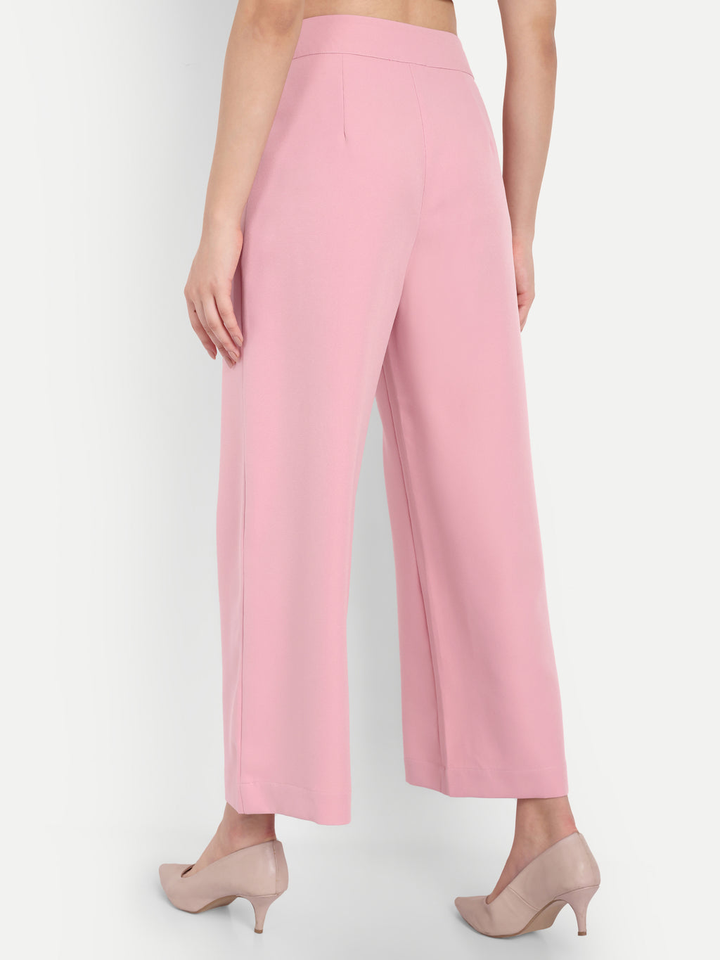 Women's Pink Wide-Leg Trousers – High Waist | Formal & Casual Wear | Comfort Fit