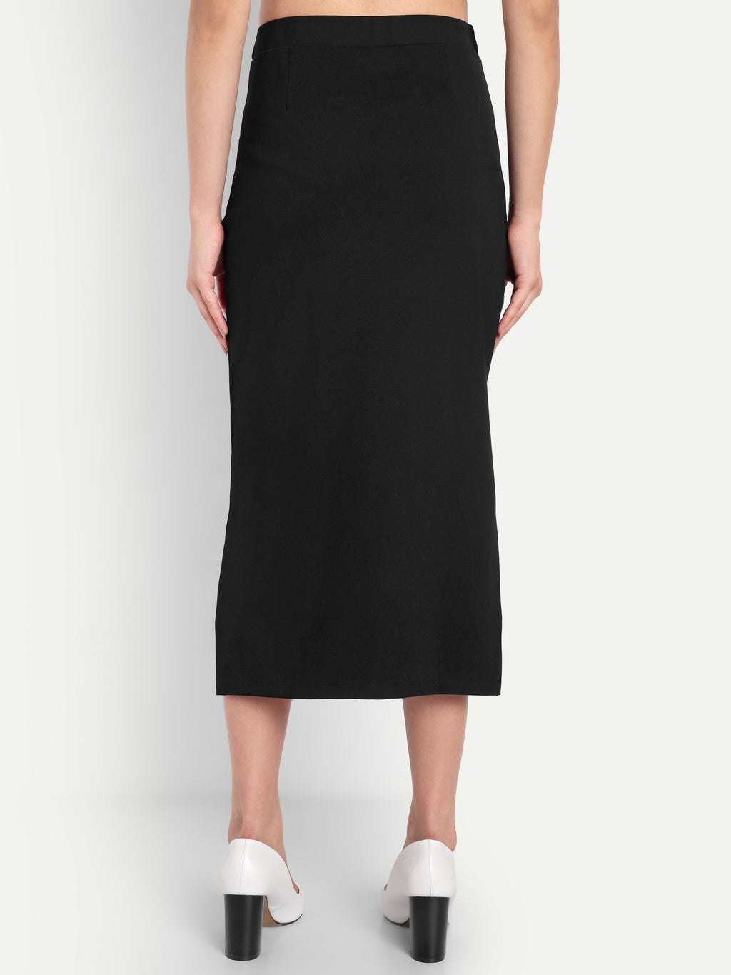 Women's Black Midi Pencil Skirt with Side Slit – High Waist | Elegant Office & Party Wear