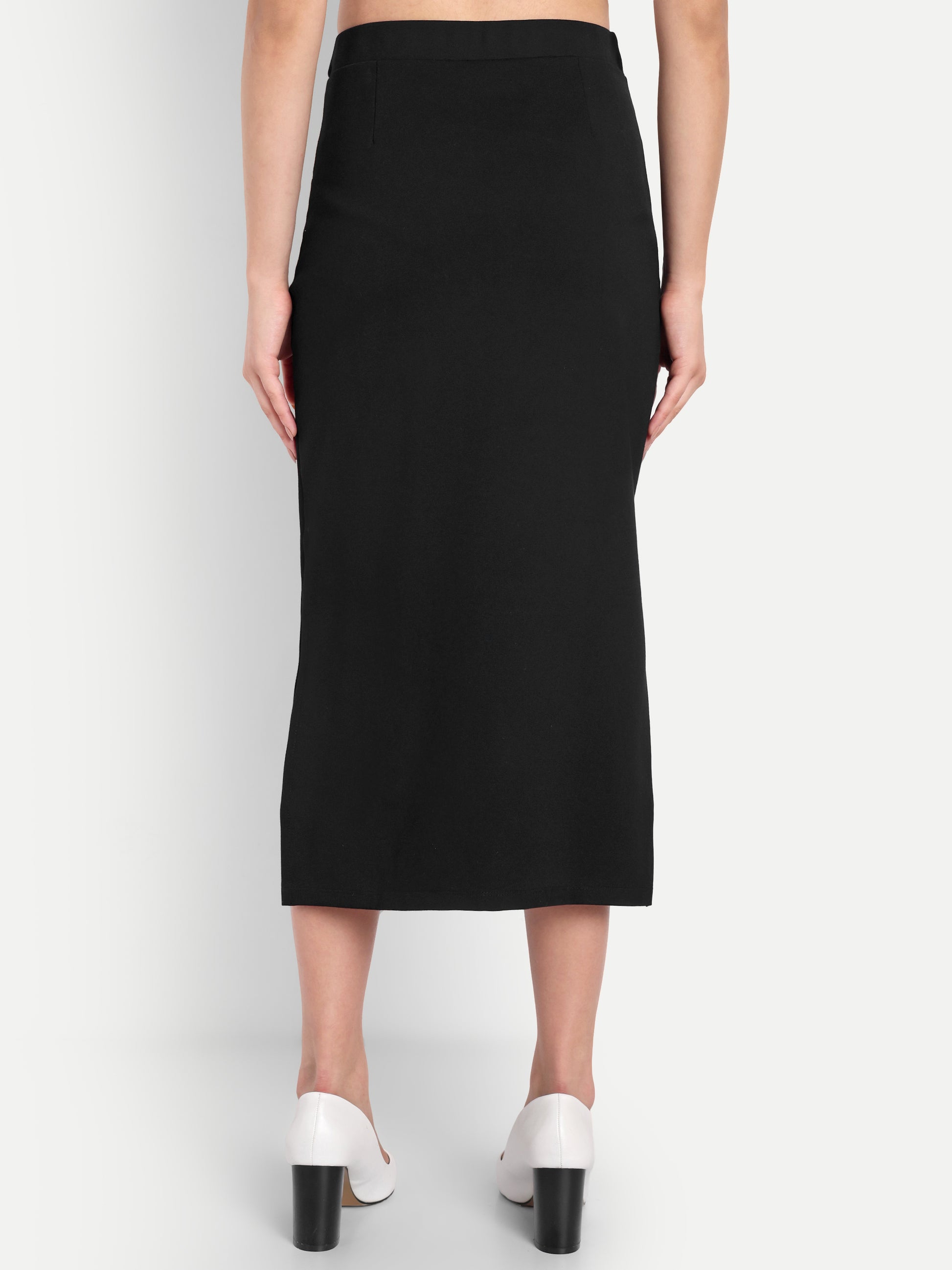 Women's Black Midi Pencil Skirt with Side Slit – High Waist | Elegant Office & Party Wear