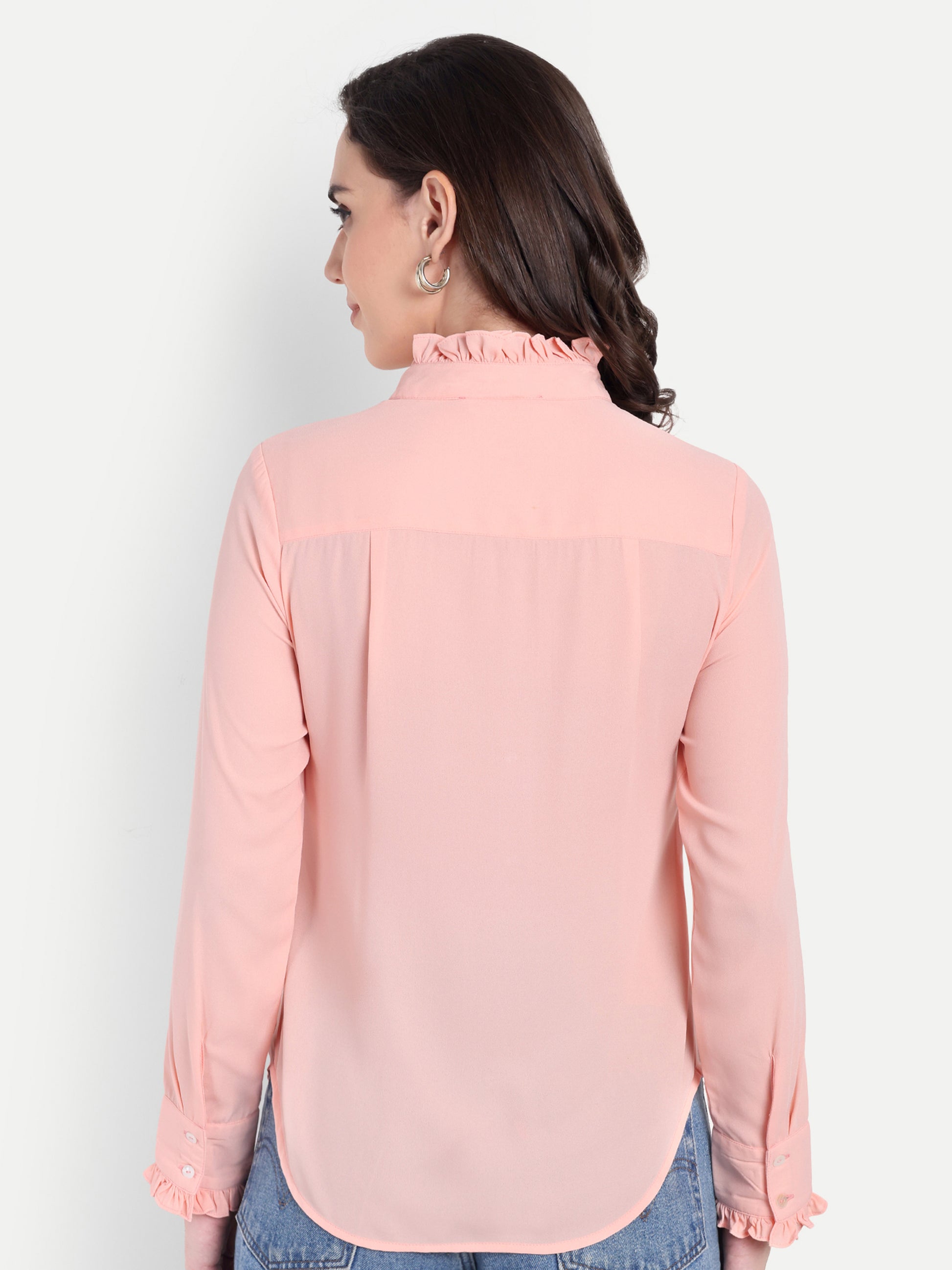 Women's Punk Ruffle Collar Shirt | Elegant Formal & Casual Top with Long Sleeves