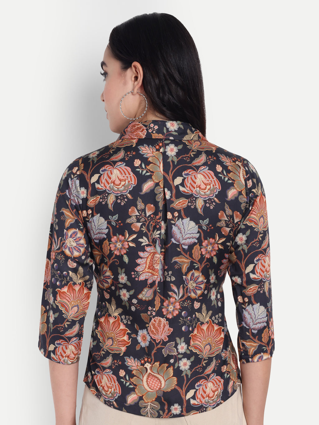 FairLeaf Women's Collar Top with Button – |100% Pure Cotton|Lightweight Relaxed Fit Floral Print | Stylish Casual  Top