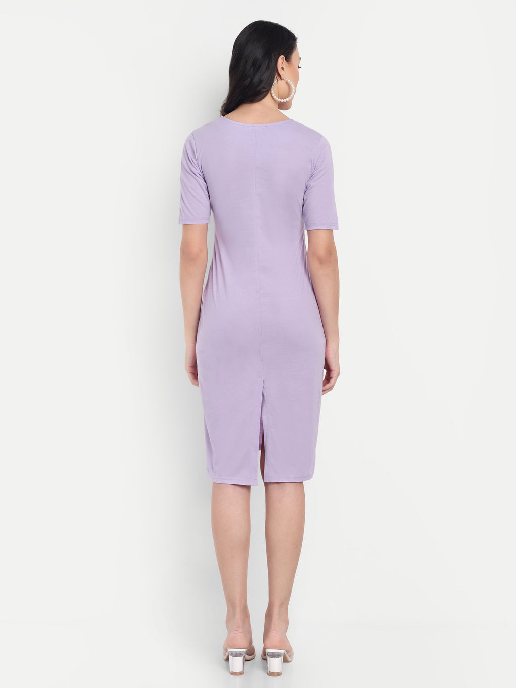 Women's Bodycon Midi Dress | V-Neck | Half Sleeve | Casual & Office Wear