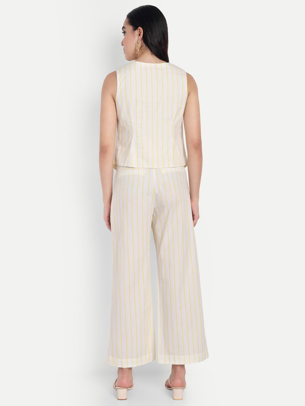 FairLeaf Women's V-Neck Sleeveless Waist Top – |100% Pure Cotton|Lightweight Relaxed Fit with Abstract Paisley Print – Stylish Casual Summer Western Wear for Women