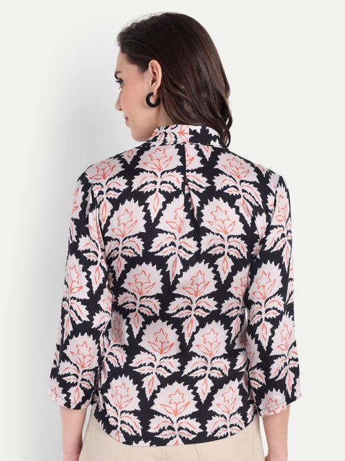 FairLeaf Women's Collar Top with Button – |100% Pure Cotton | Light weight Relaxed Fit – Stylish Casual Summer Western Wear